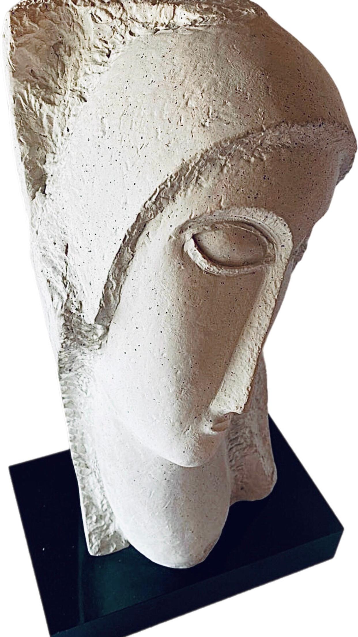 80's Modigliani insp David Fisher Woman Head Bust Tete Sculpture Austin Prods For Sale 8