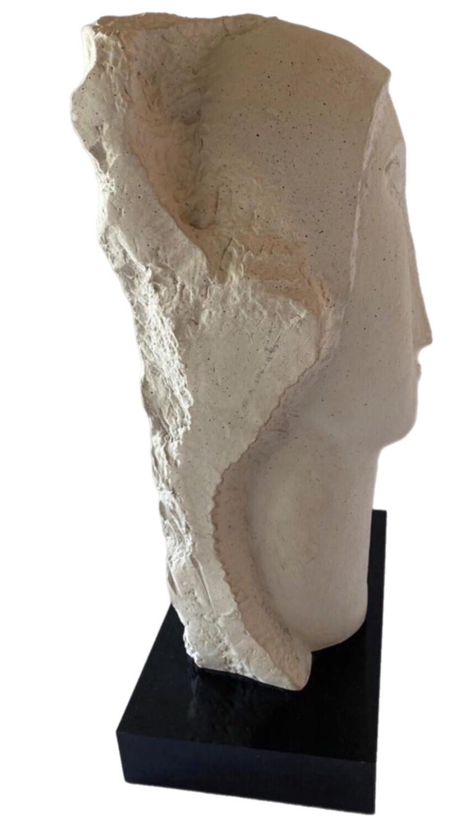 80's Modigliani insp David Fisher Woman Head Bust Tete Sculpture Austin Prods For Sale 10