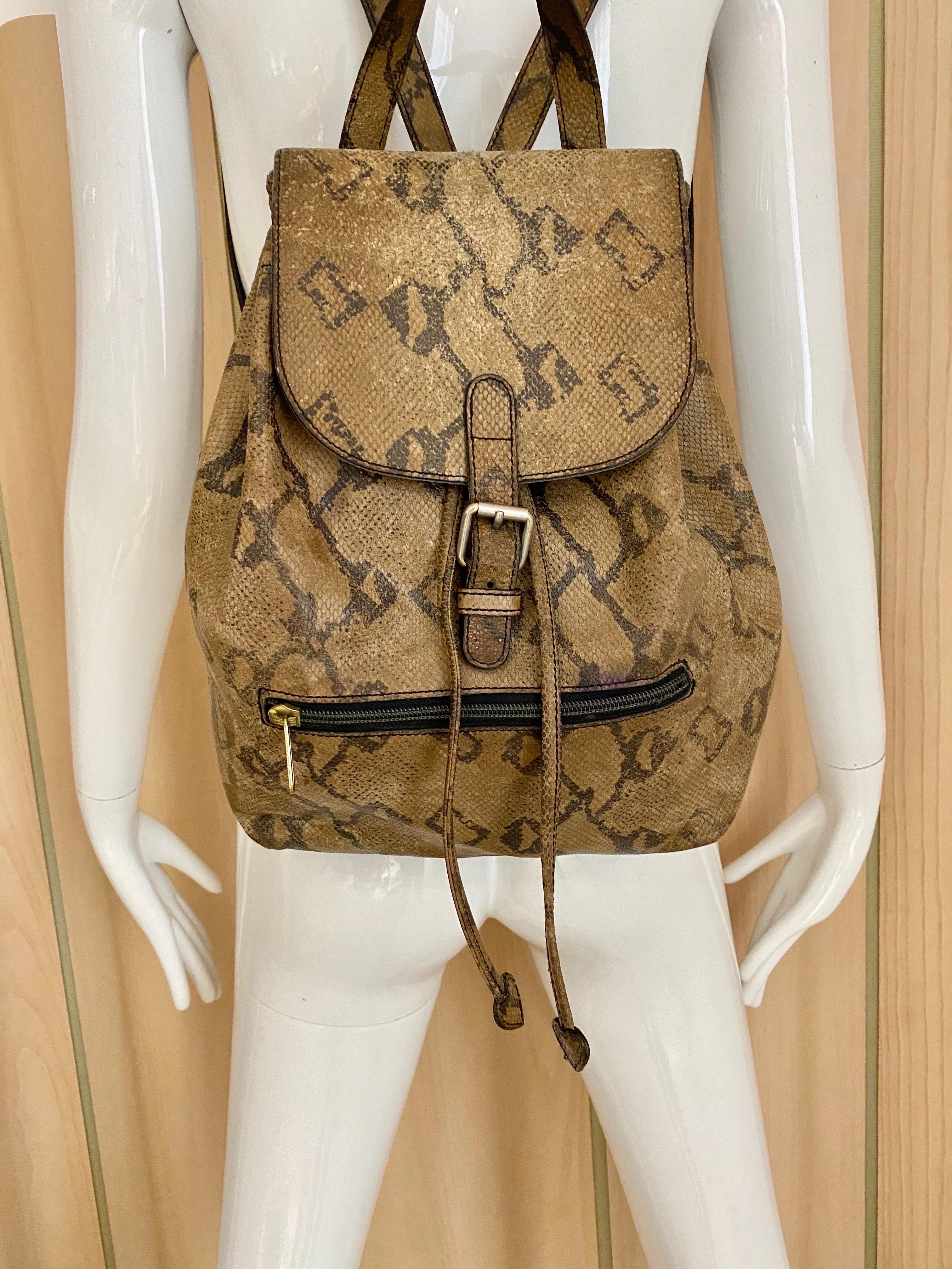 80s Moschino snake skin leather backpack