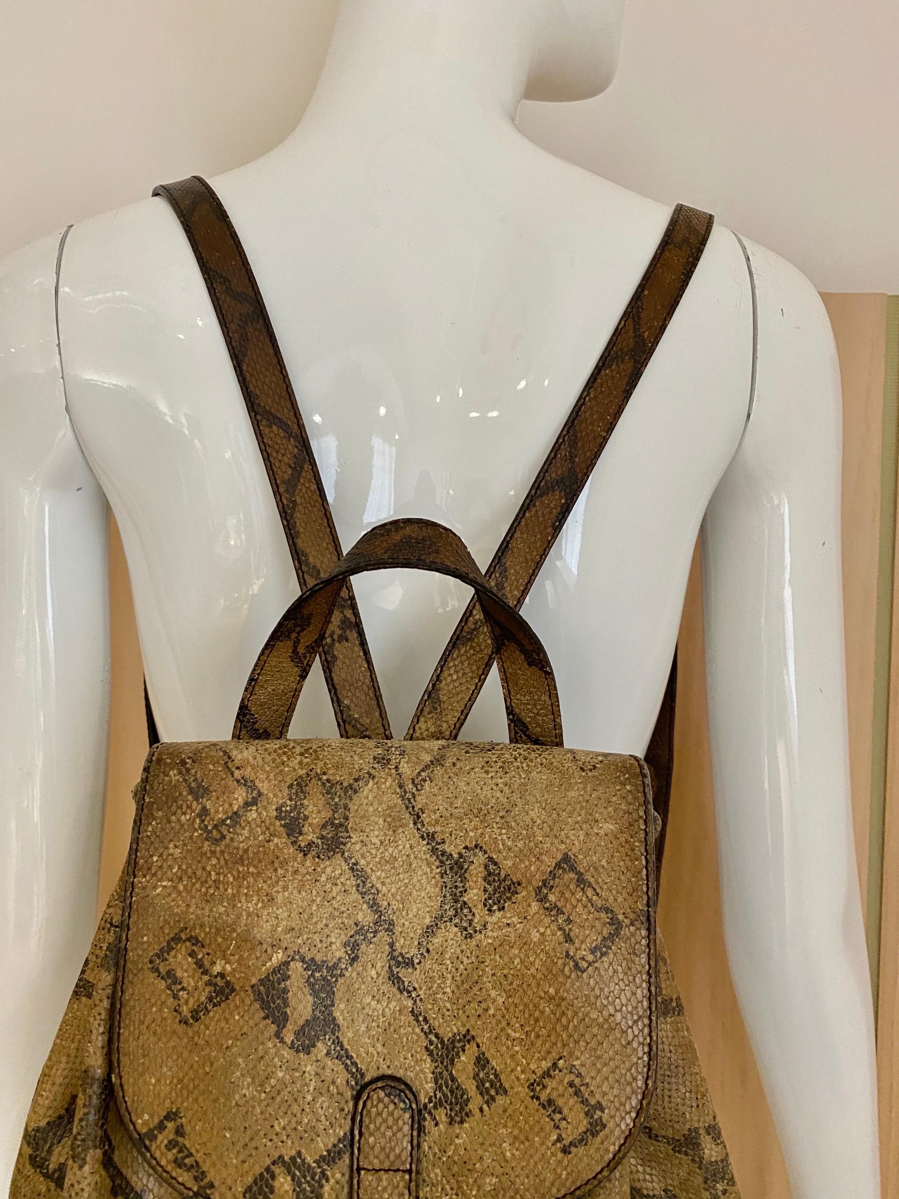 Brown 80s Moschino Leather Backpack For Sale