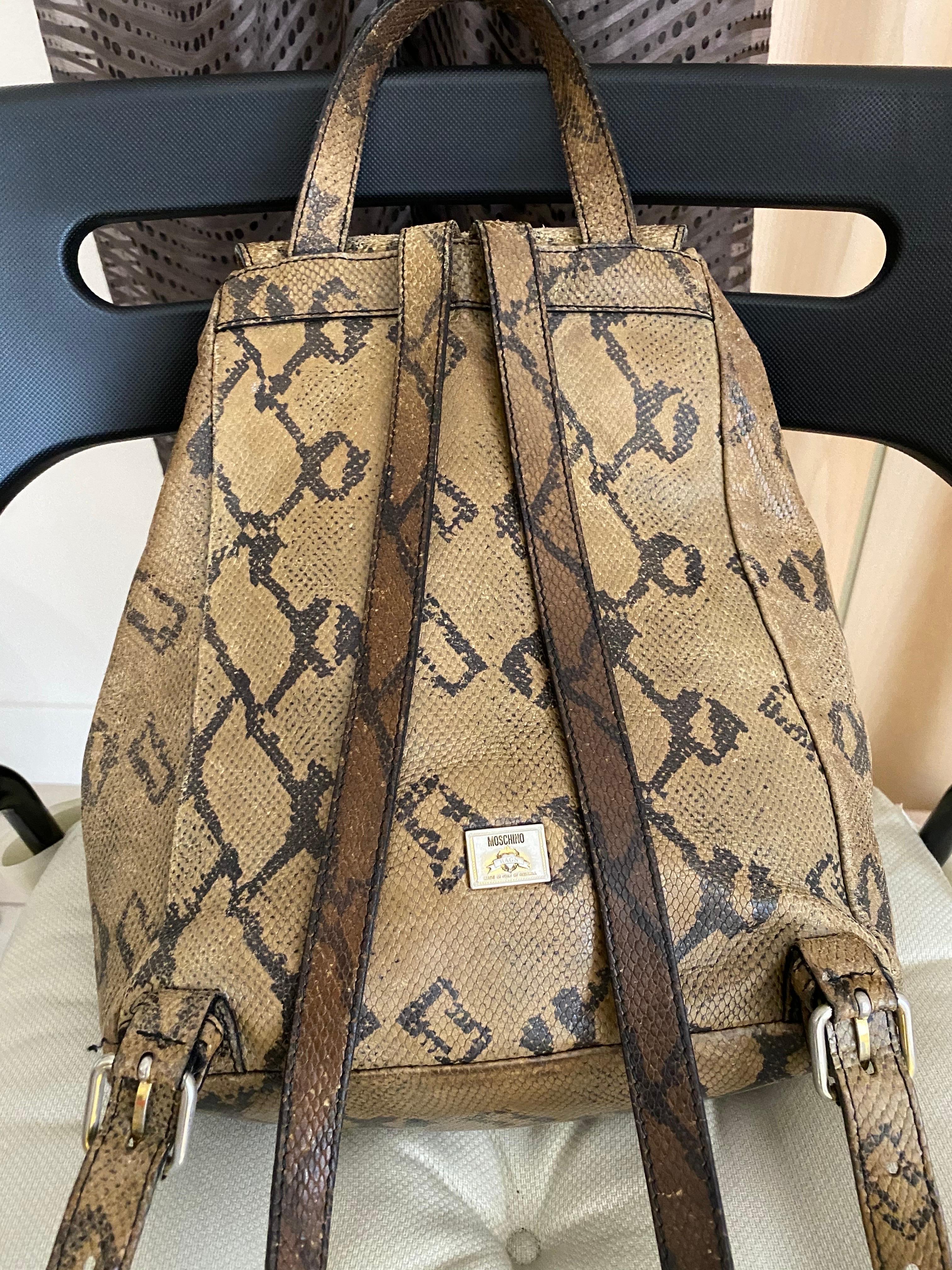 Women's 80s Moschino Leather Backpack For Sale