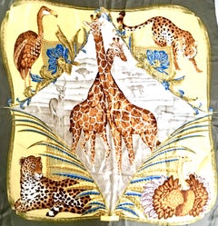 80's  New Oversized Silk Scarf "Safari Print" by, Edelweiss