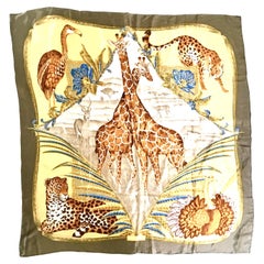 80's  New Oversized Silk Scarf "Safari Print" by, Edelweiss