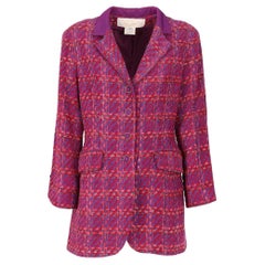 80s Nina Ricci Vintage fuchsia and purple bouclé wool fitted jacket