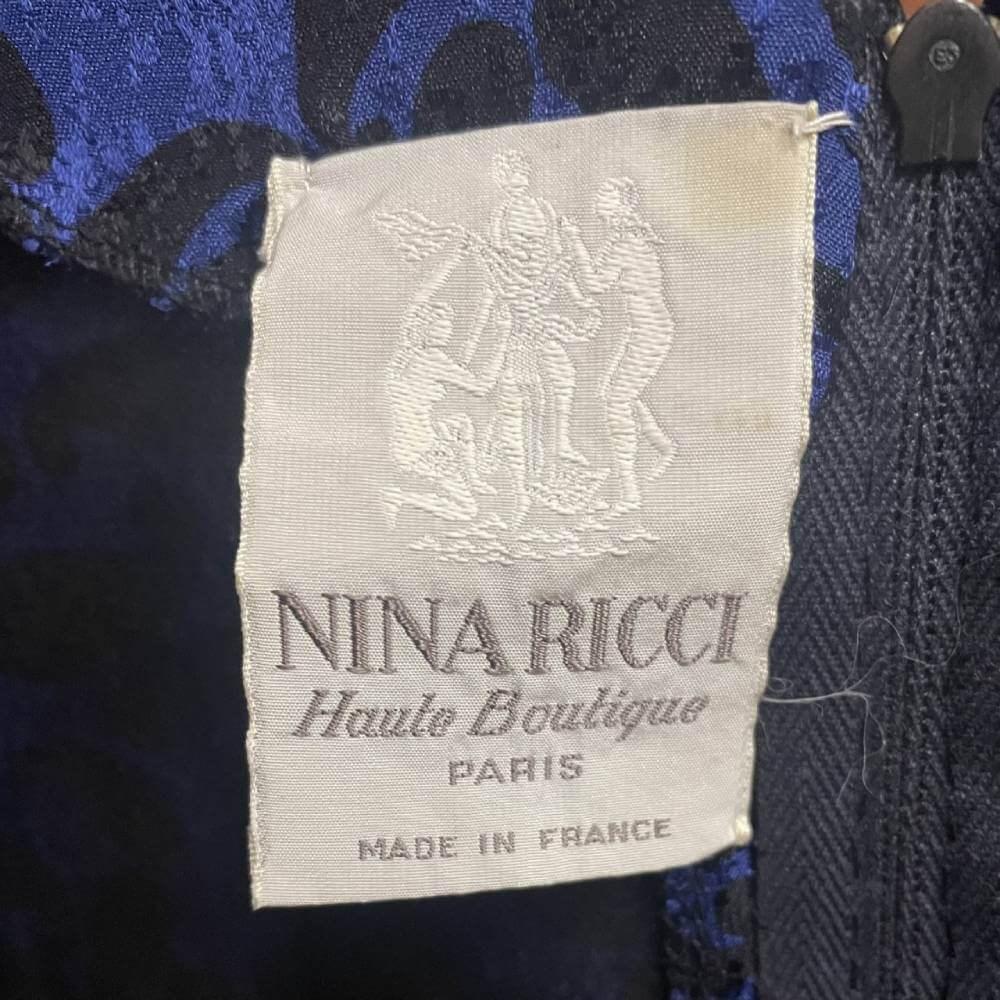 80s Nina Ricci Vintage silk blue midi dress with paisley pattern 2