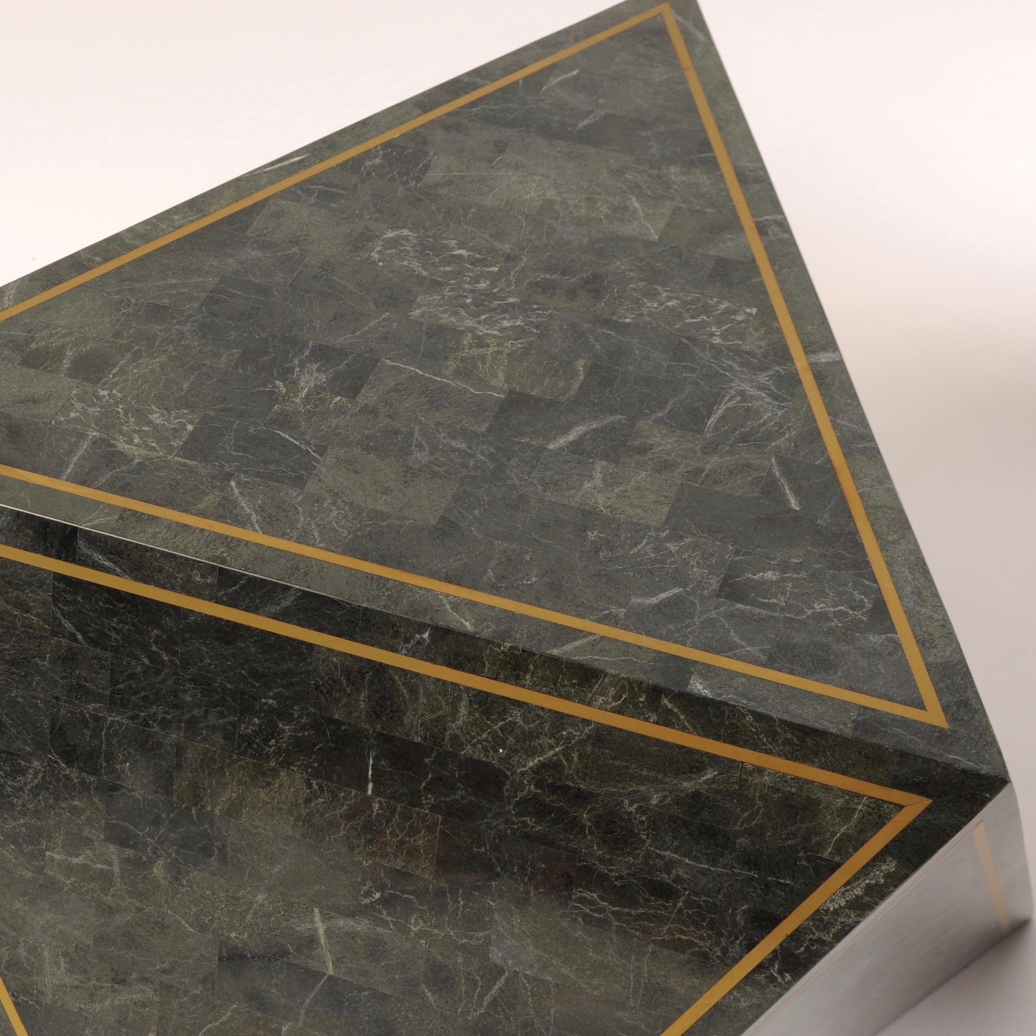 20th Century 1980s Octahedron Tessellated Marble Side Tables