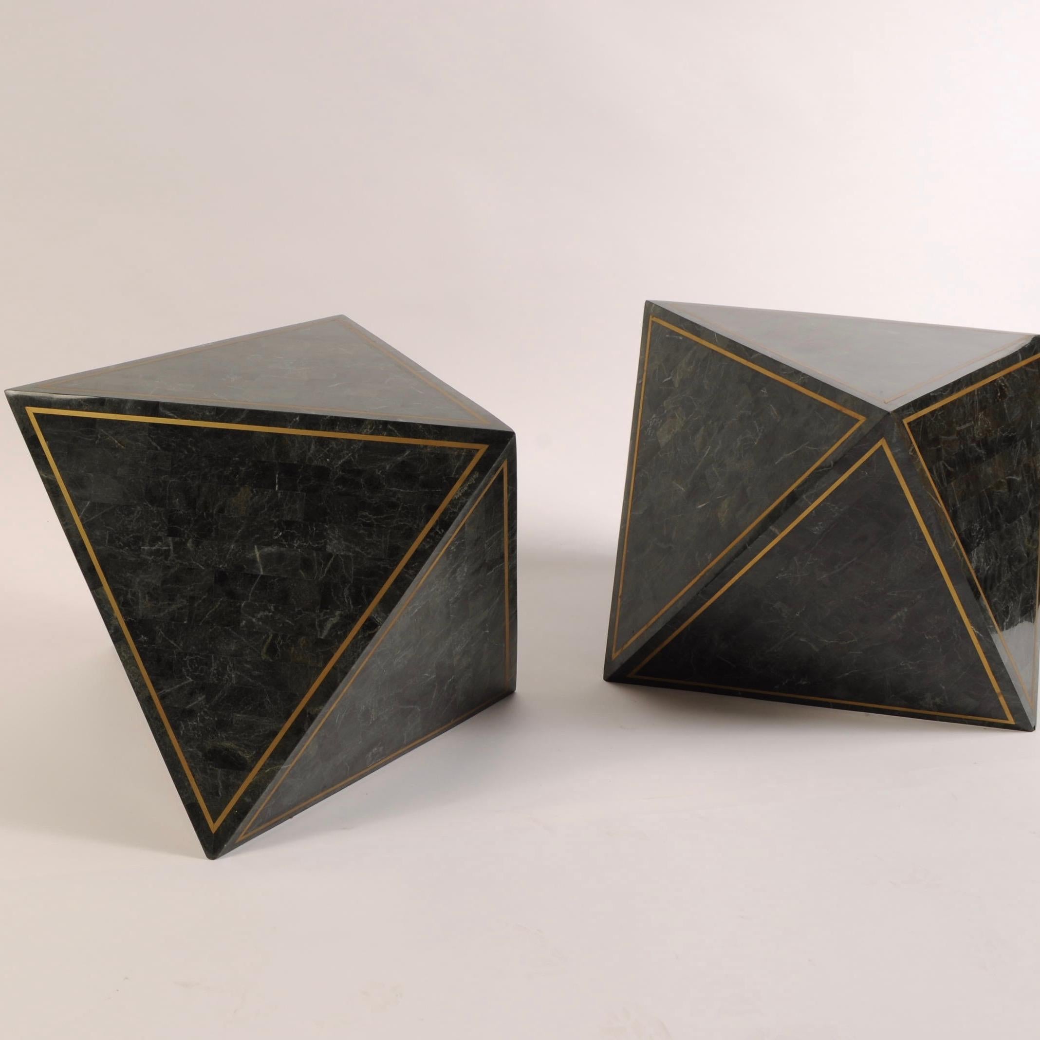 1980s Octahedron Tessellated Marble Side Tables 3