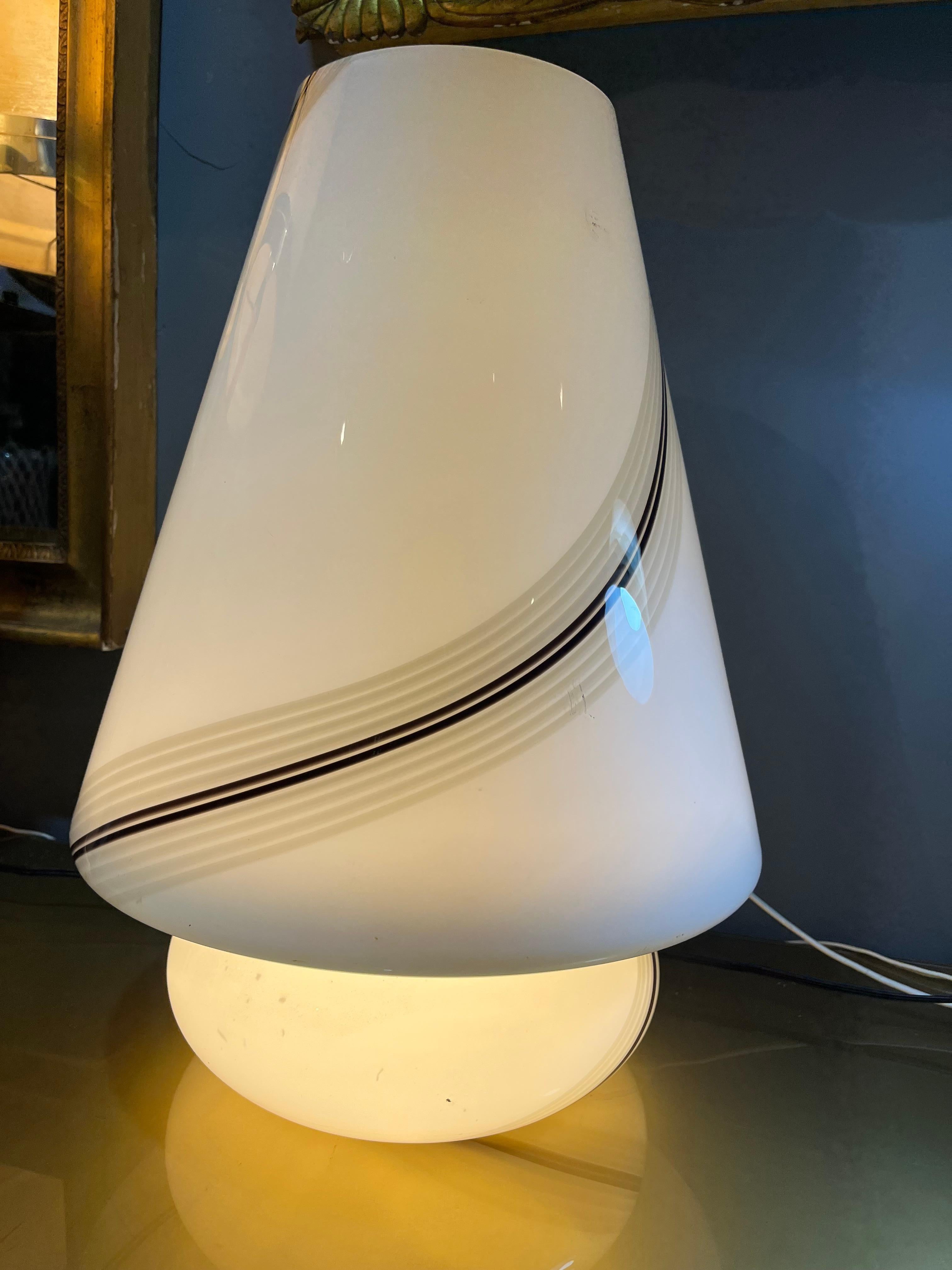 Italian 80's opaline murano glass lamp from the master glassmakers of murano For Sale