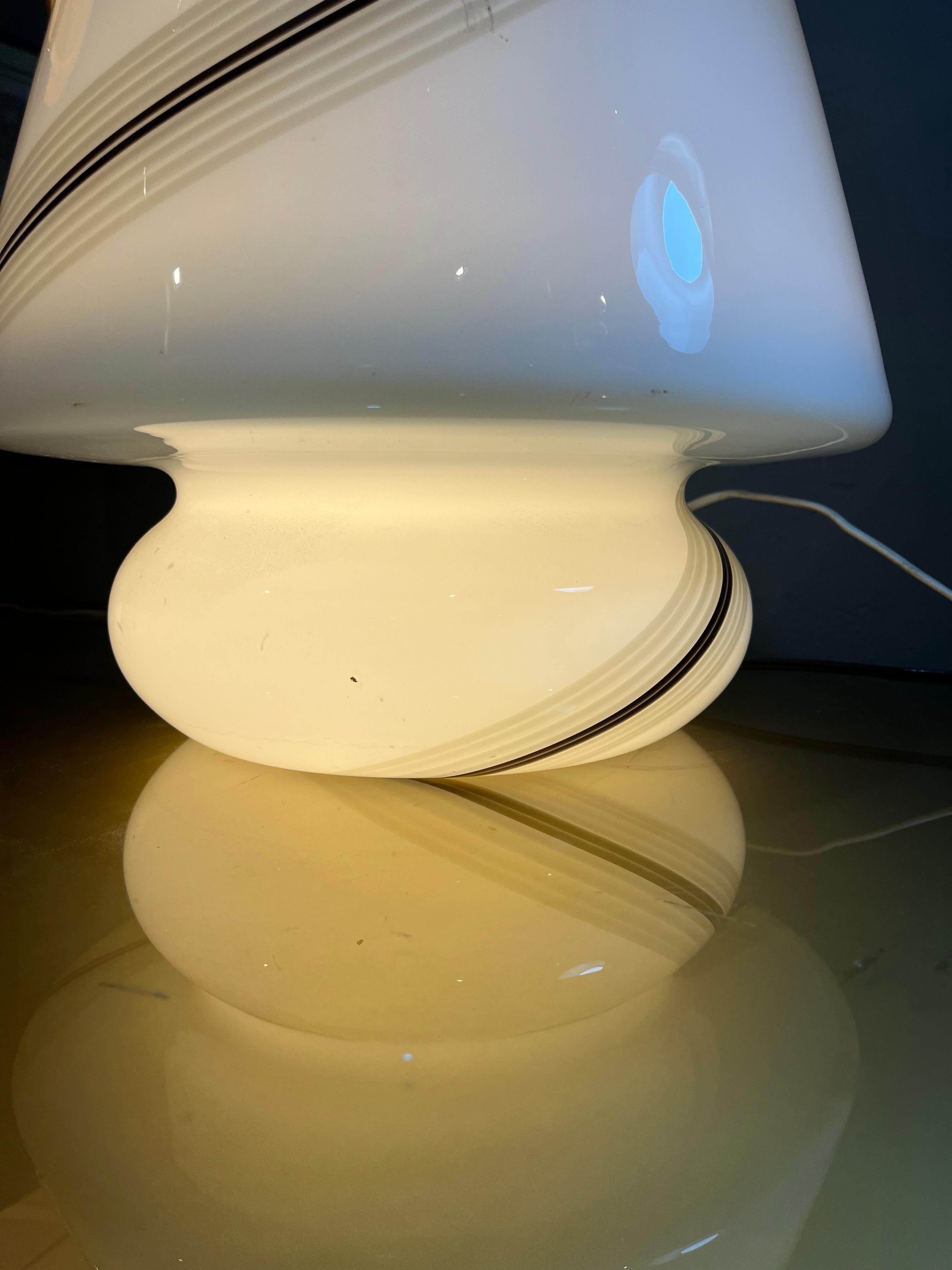 Late 20th Century 80's opaline murano glass lamp from the master glassmakers of murano For Sale