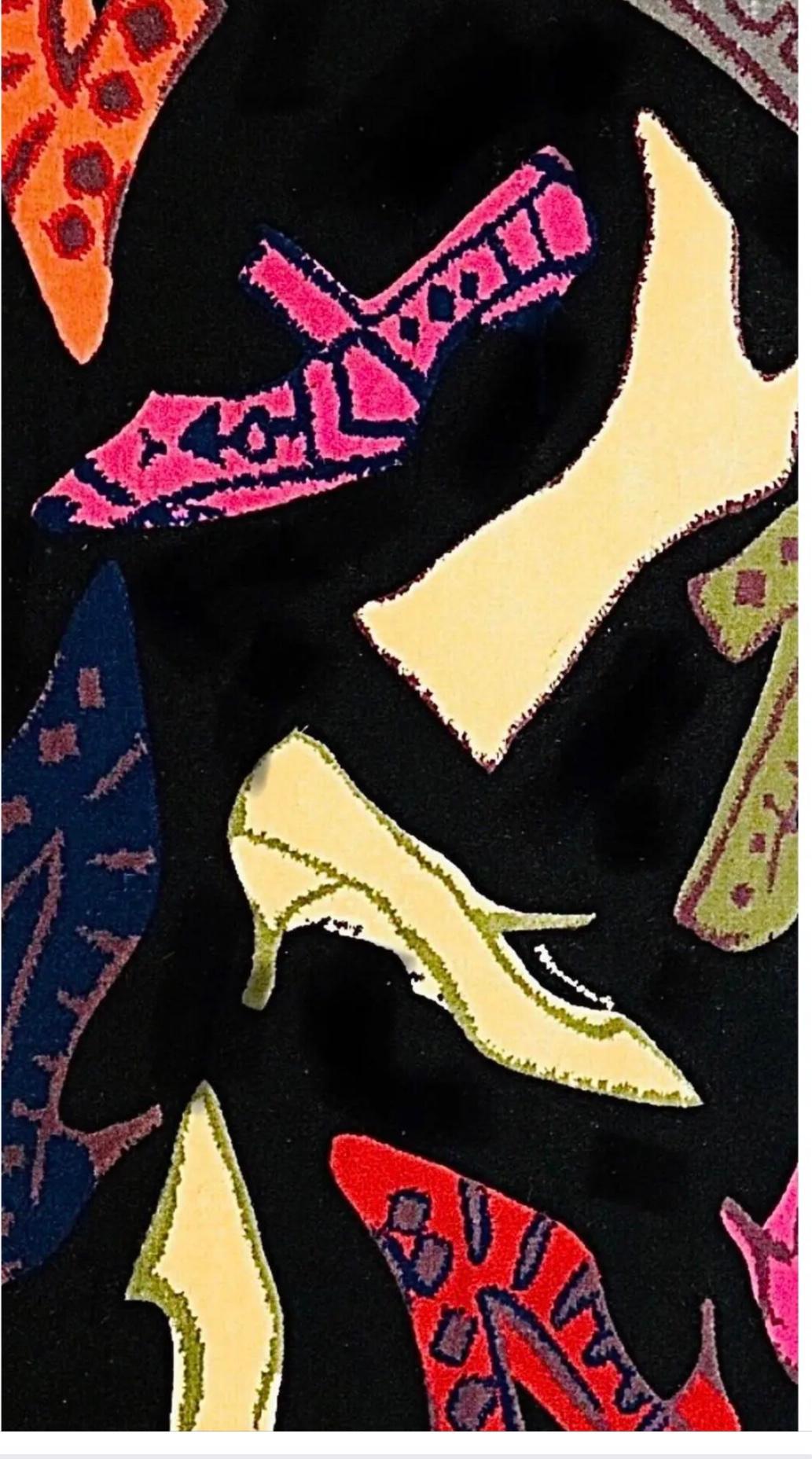 Egyptian 80s Original Andy Warhol Diamond & Dust Pop Art Shoes Boots Area Rug Ltd Ed 8x5 For Sale