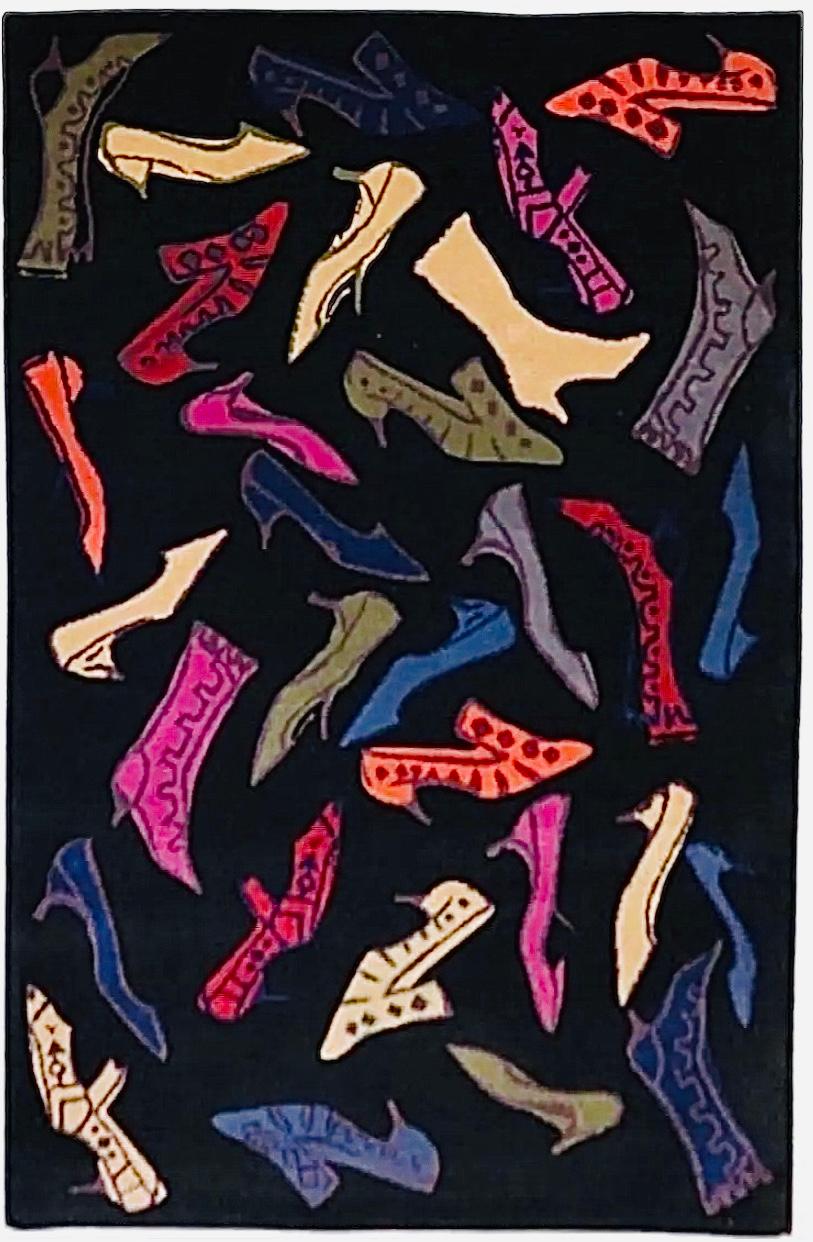 Acrylic 80s Original Andy Warhol Diamond & Dust Pop Art Shoes Boots Area Rug Ltd Ed 8x5 For Sale