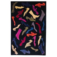 80s Original Andy Warhol Diamond & Dust Pop Art Shoes Boots Area Rug Ltd Ed 8x5