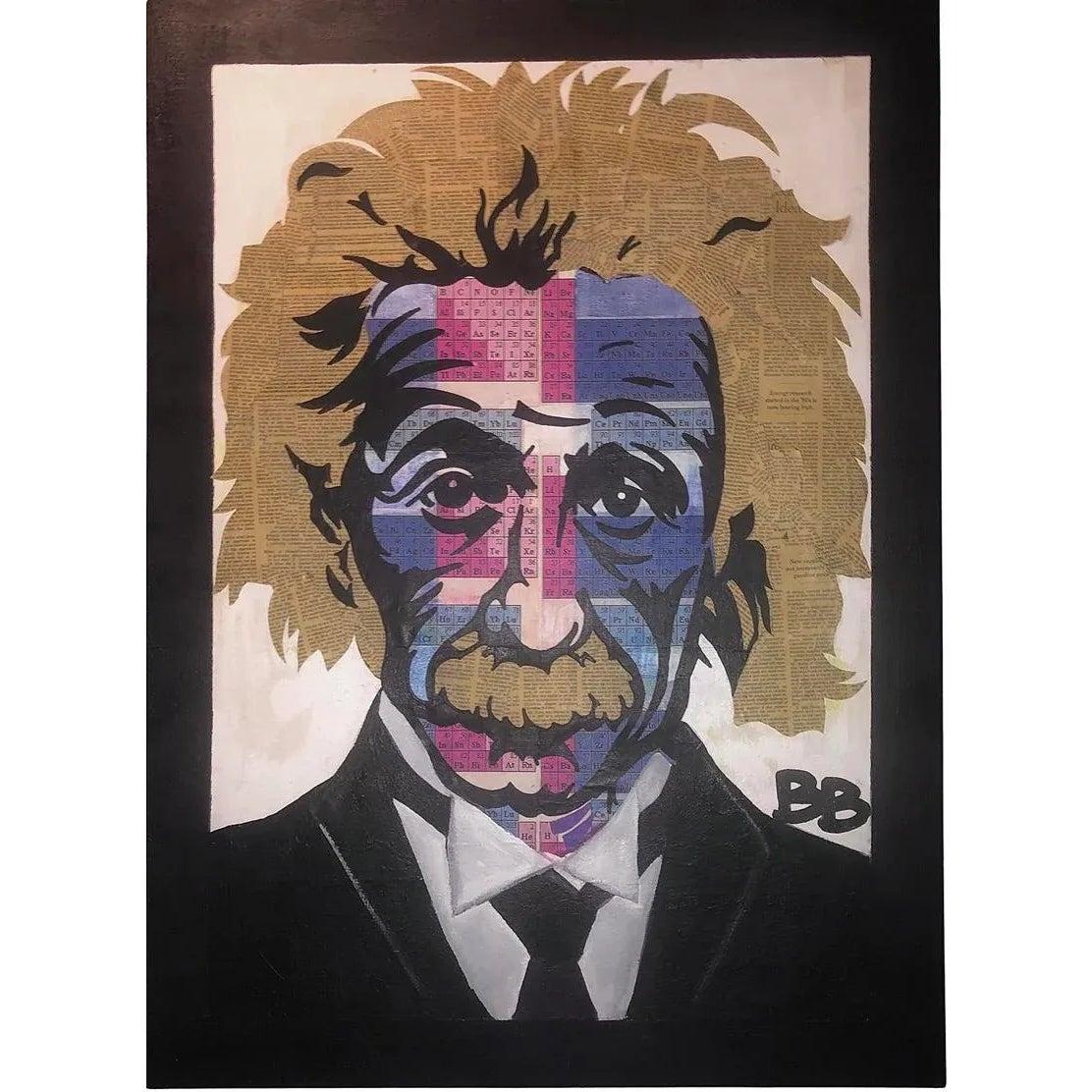 80er Jahre Original Pop Art Albert Einstein Periodensystem Gesicht Mixed Media Kunst Collage im Angebot 2