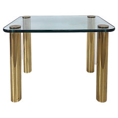 Vintage '80s Pace Collection Glass Top Side Table with Brass Legs