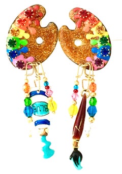 80'S Pair Of 24-K Gold Plate & Swarovski Crystal Earrings By, Lunch At The Ritz