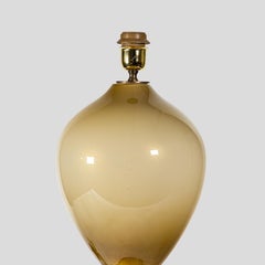 Pair Veronese Classic Shape Table Lamps Blown Murano Sand Colour Gold Dust