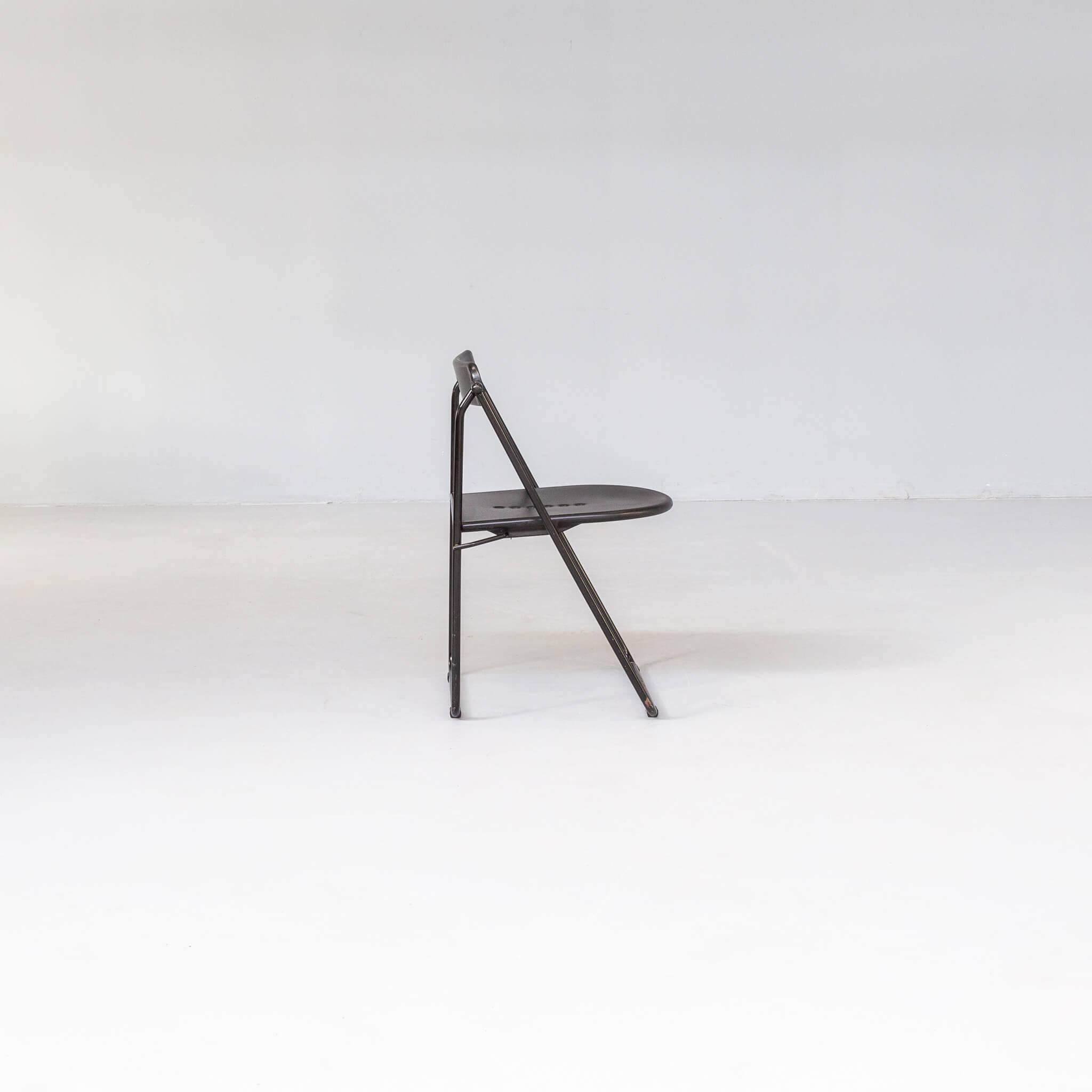 80s Paolo Parigi ‘flap’ folding chair for Heron Parigi set/4 For Sale 1