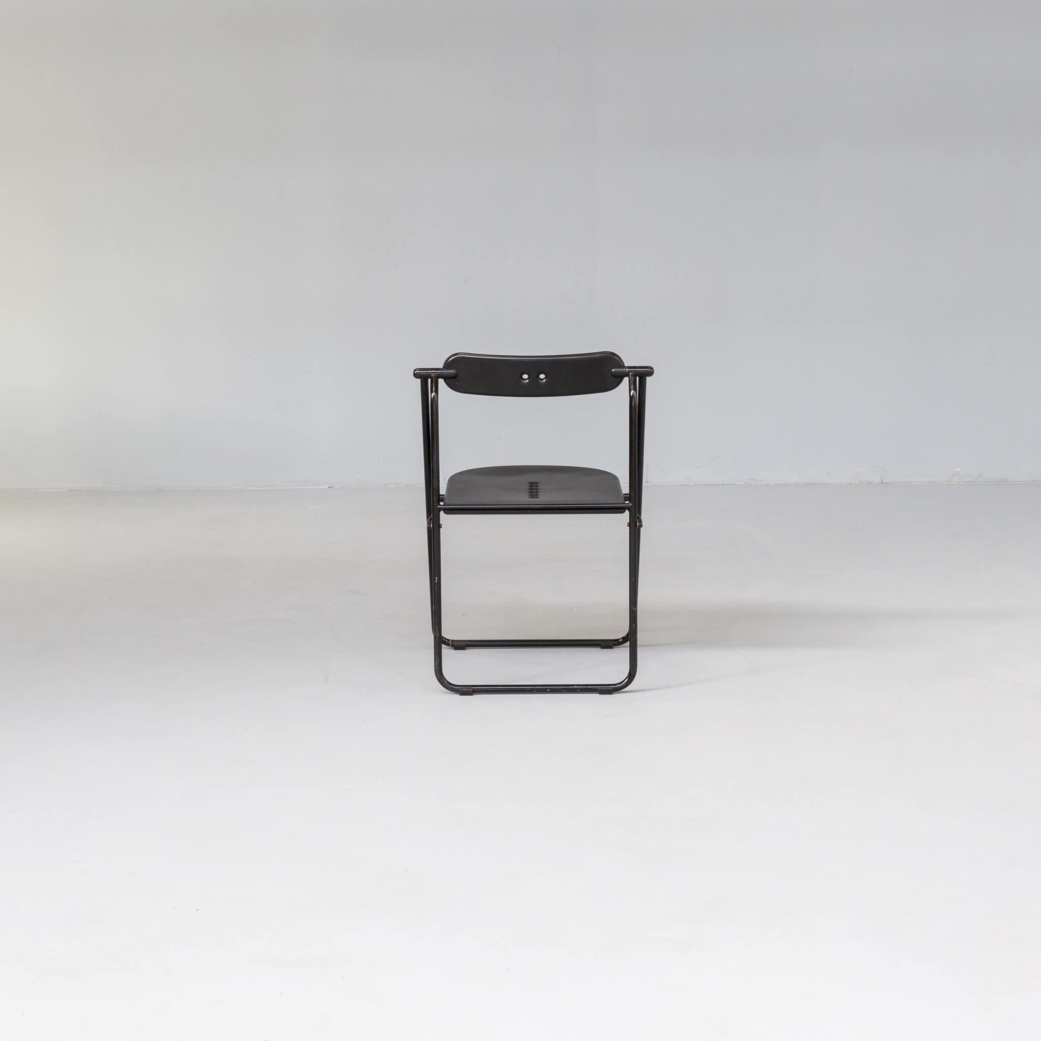 80s Paolo Parigi ‘flap’ folding chair for Heron Parigi set/4 For Sale 2