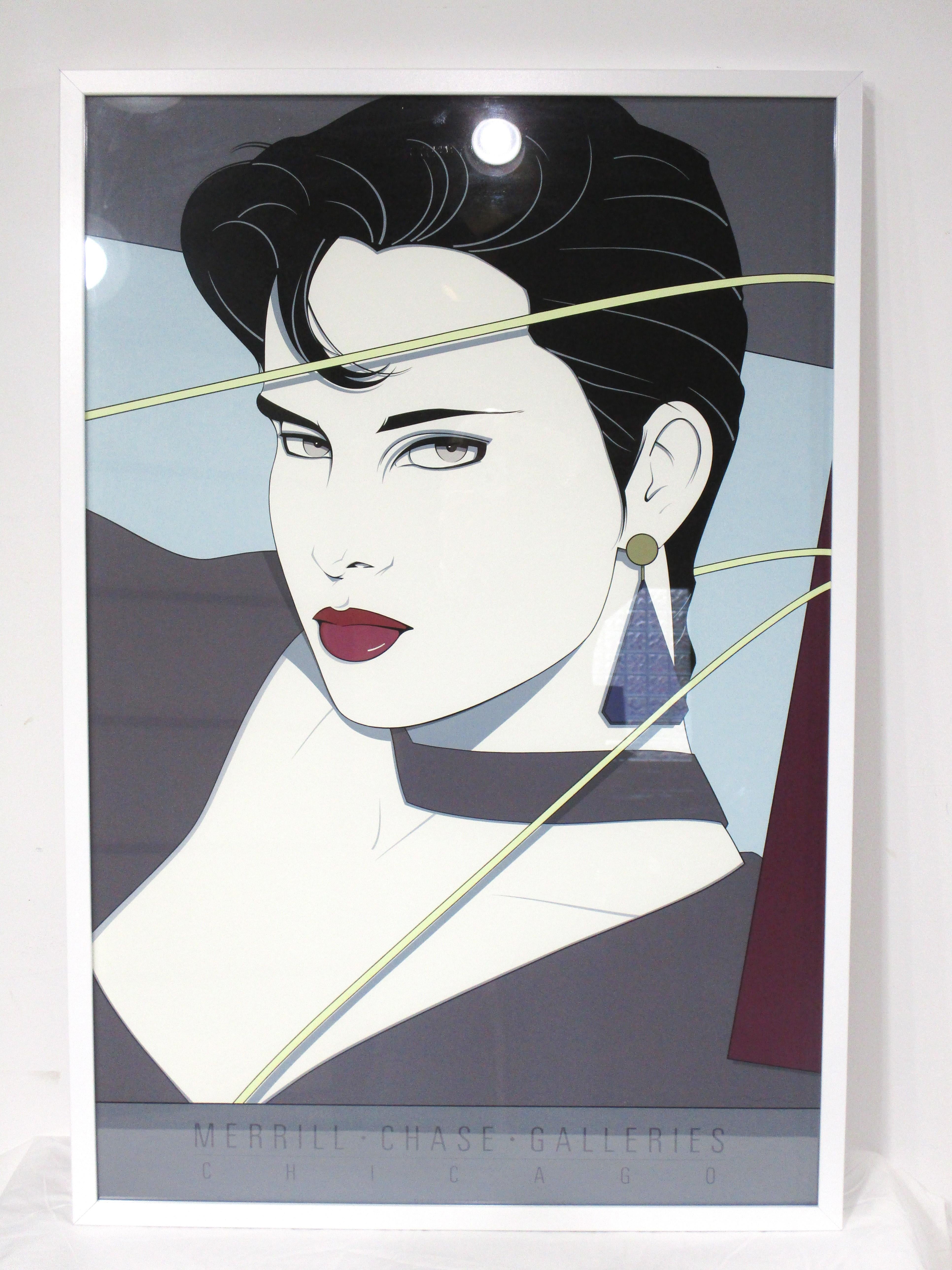 A 1980's stylized framed art gallery poster of a sexy women from that iconic era of disco , Wham and George Michael when life was happening during that period . This highest quality silkscreen print was published by Mirage Editions with the majority