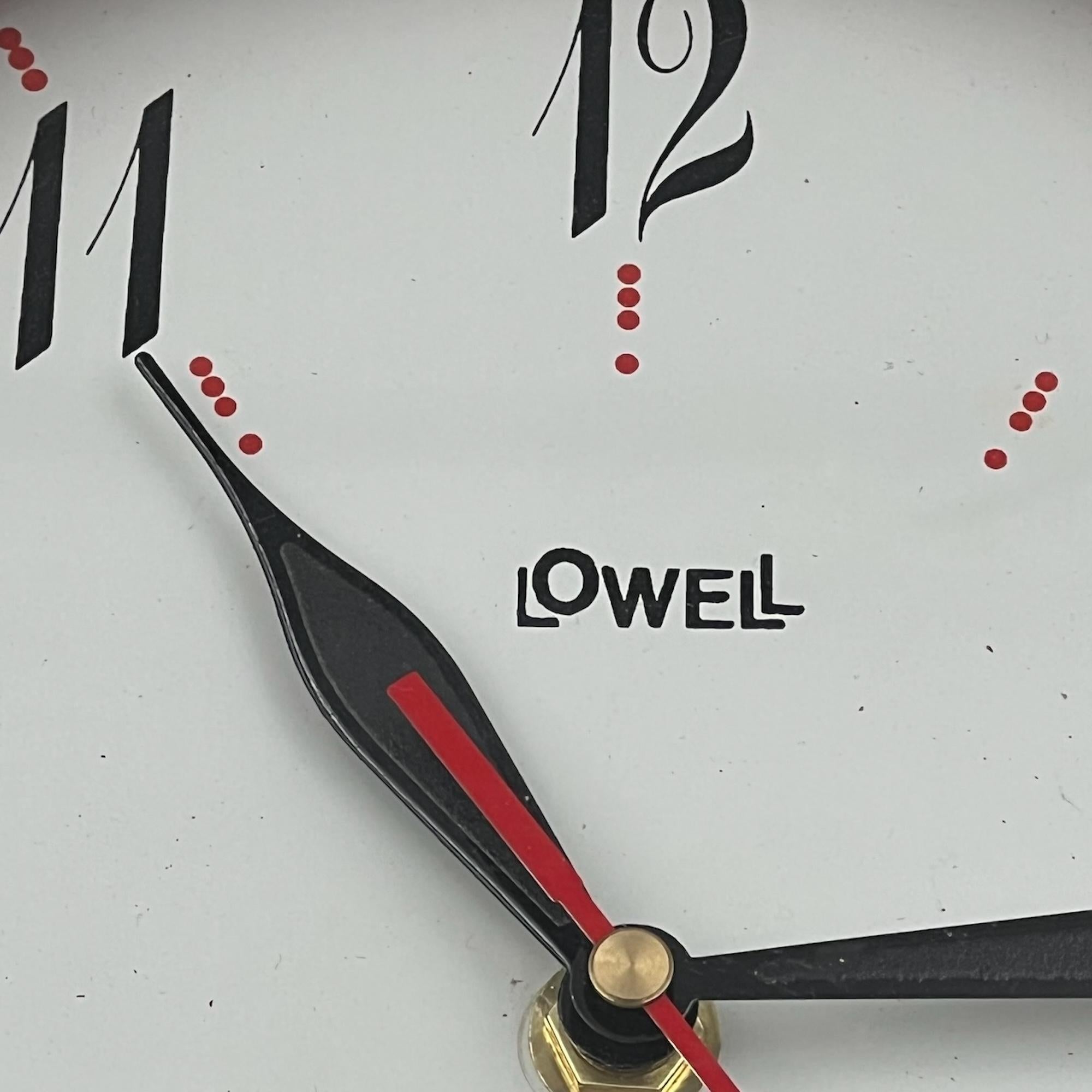 Metal 80s Pendulum Shape Large Wall Clock in Lacquered Red by Lowell Italy
