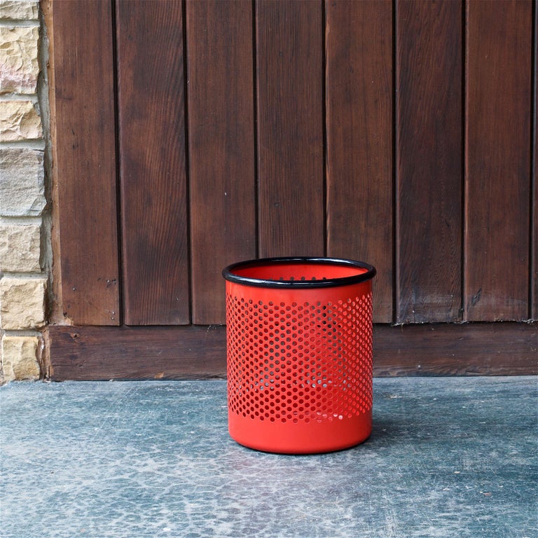 Perforated Metal Office Wastebasket Trash Can Italy Memphis Sottsass