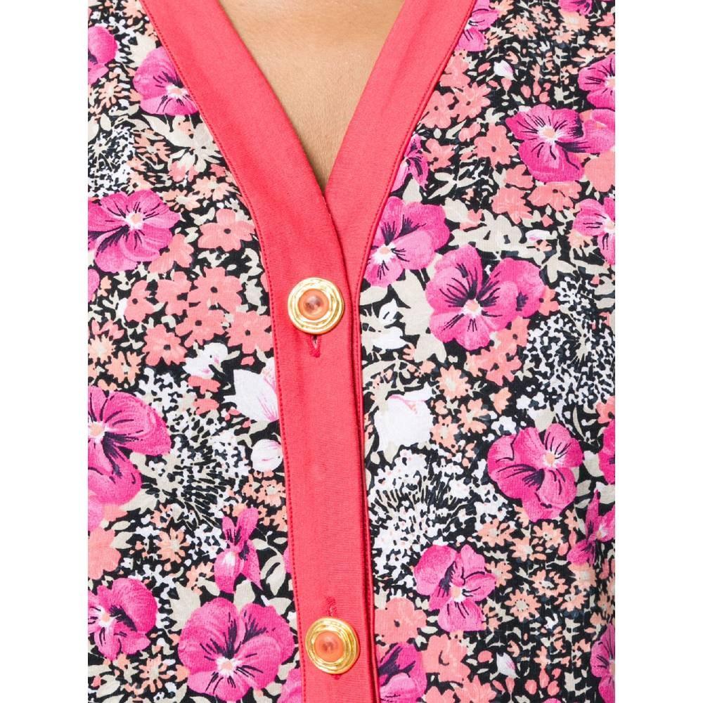 Women's 80s Pierre Cardin Vintage pink cotton shirt with floral print