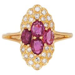 80s Portuguese Ruby Diamond Ring 19k Yellow Gold Cocktail Sz 10.5 Fine Jewelry