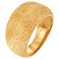 Bague portugaise des années 80 à effet chatoyant, anneau bombé en or jaune 19 carats, taille 7,25, joaillerie haut de gamme