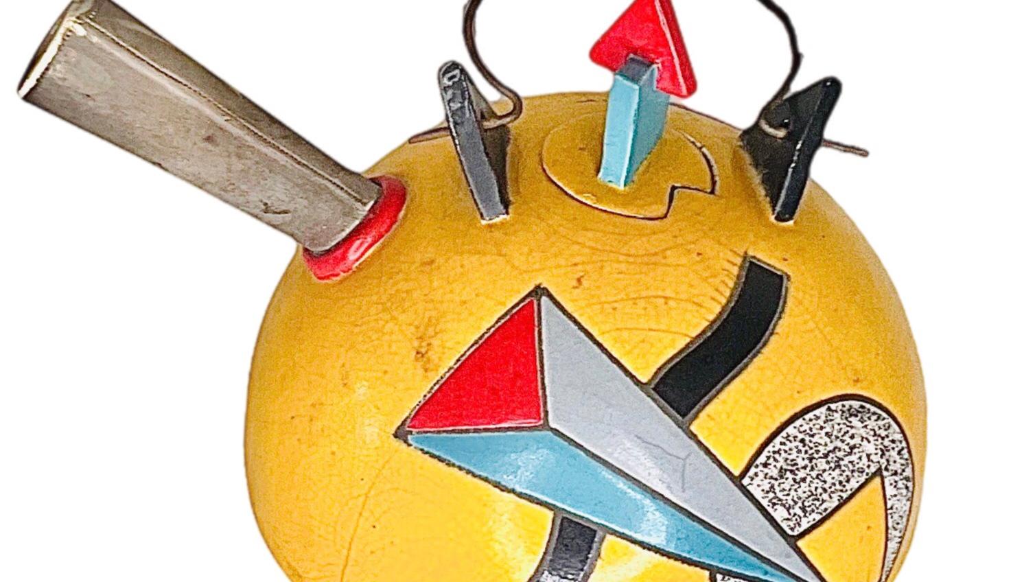 Post-Modern 80s Post Modern Memphis Design Handmade Marilee Hall Abstract Art Teapot Signed For Sale