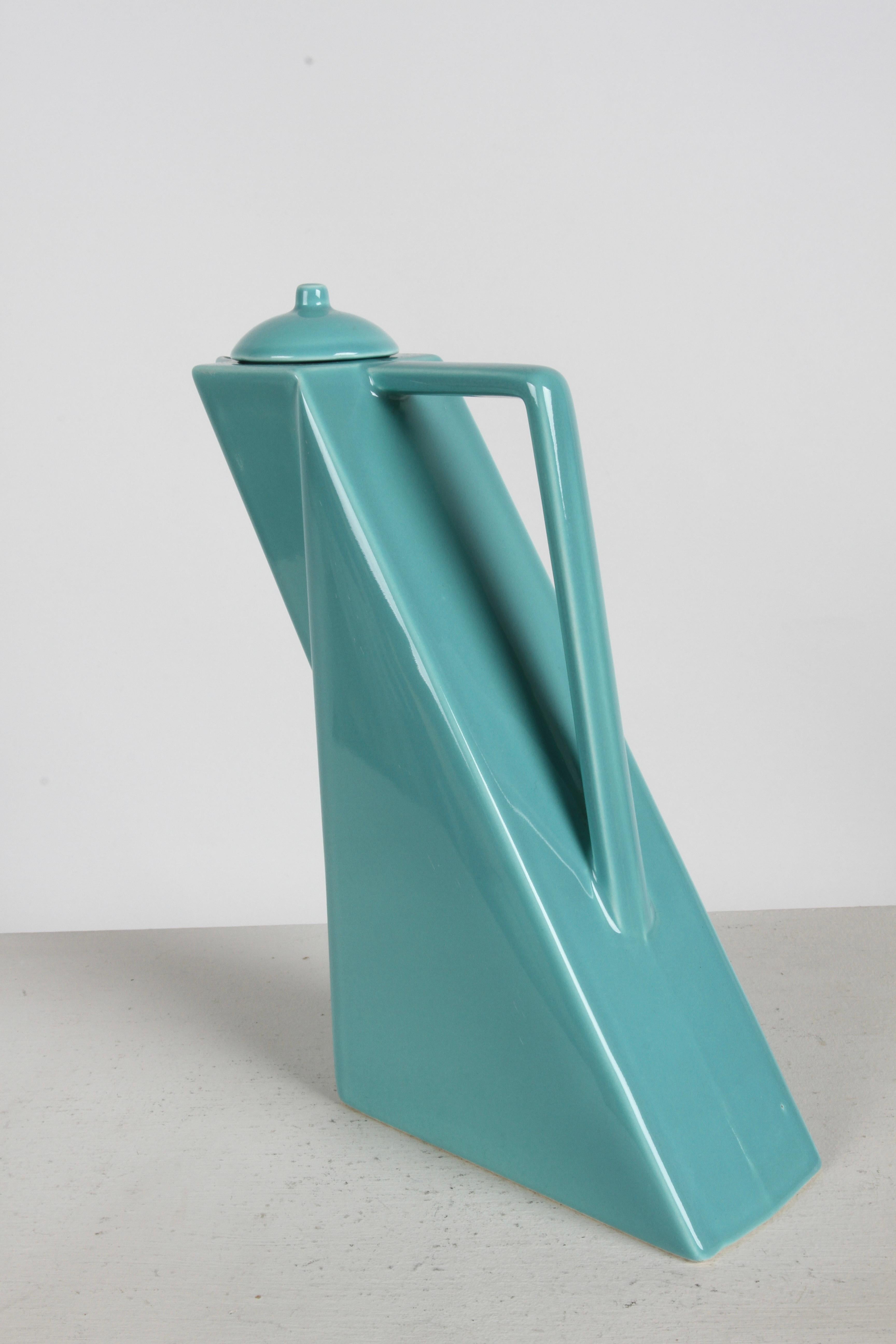 Postmoderner Teal-Couchtisch im Art-déco-Stil von Pierre Casenove für Studio Salins, 80er Jahre im Angebot 3