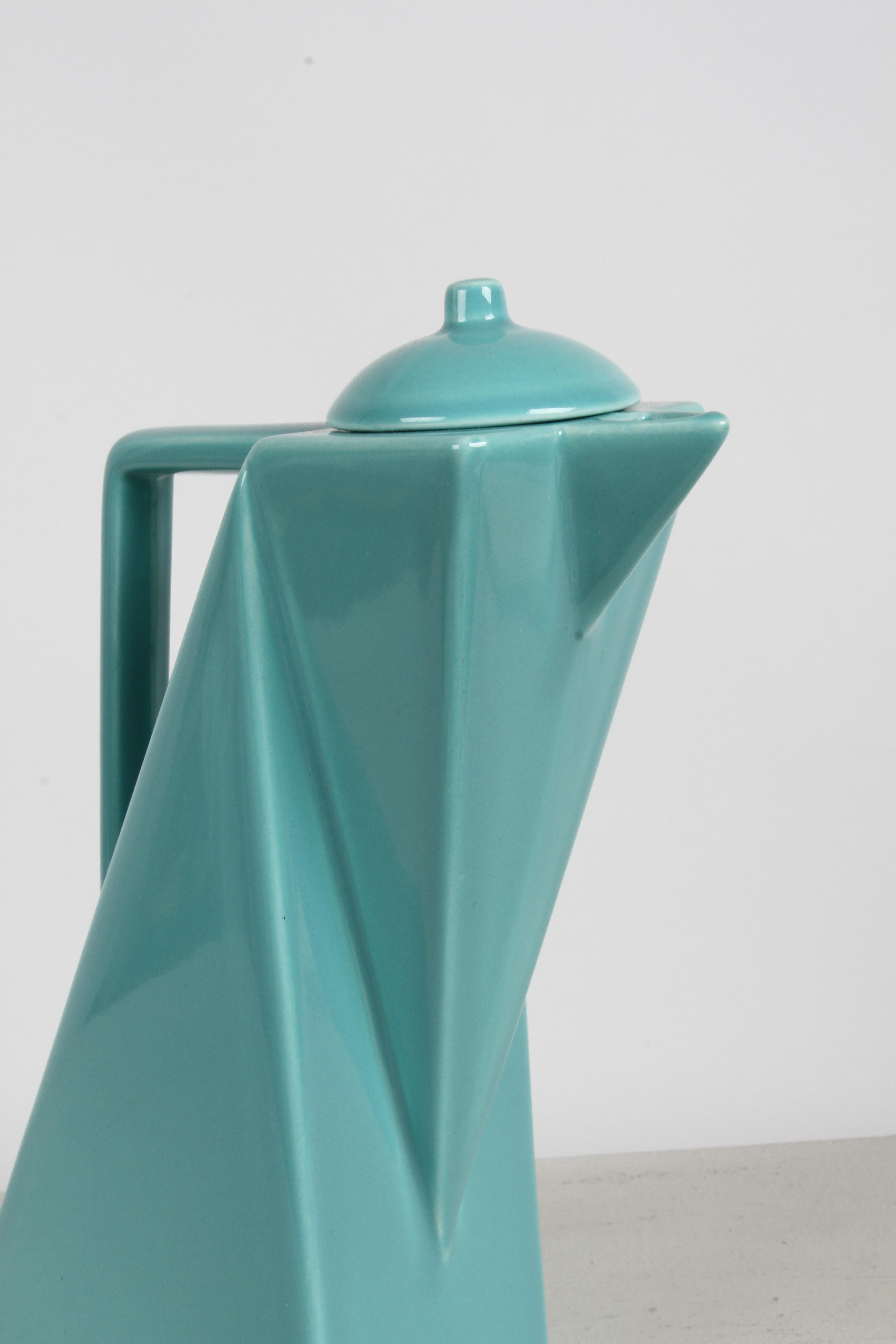 Postmoderner Teal-Couchtisch im Art-déco-Stil von Pierre Casenove für Studio Salins, 80er Jahre (Französisch) im Angebot