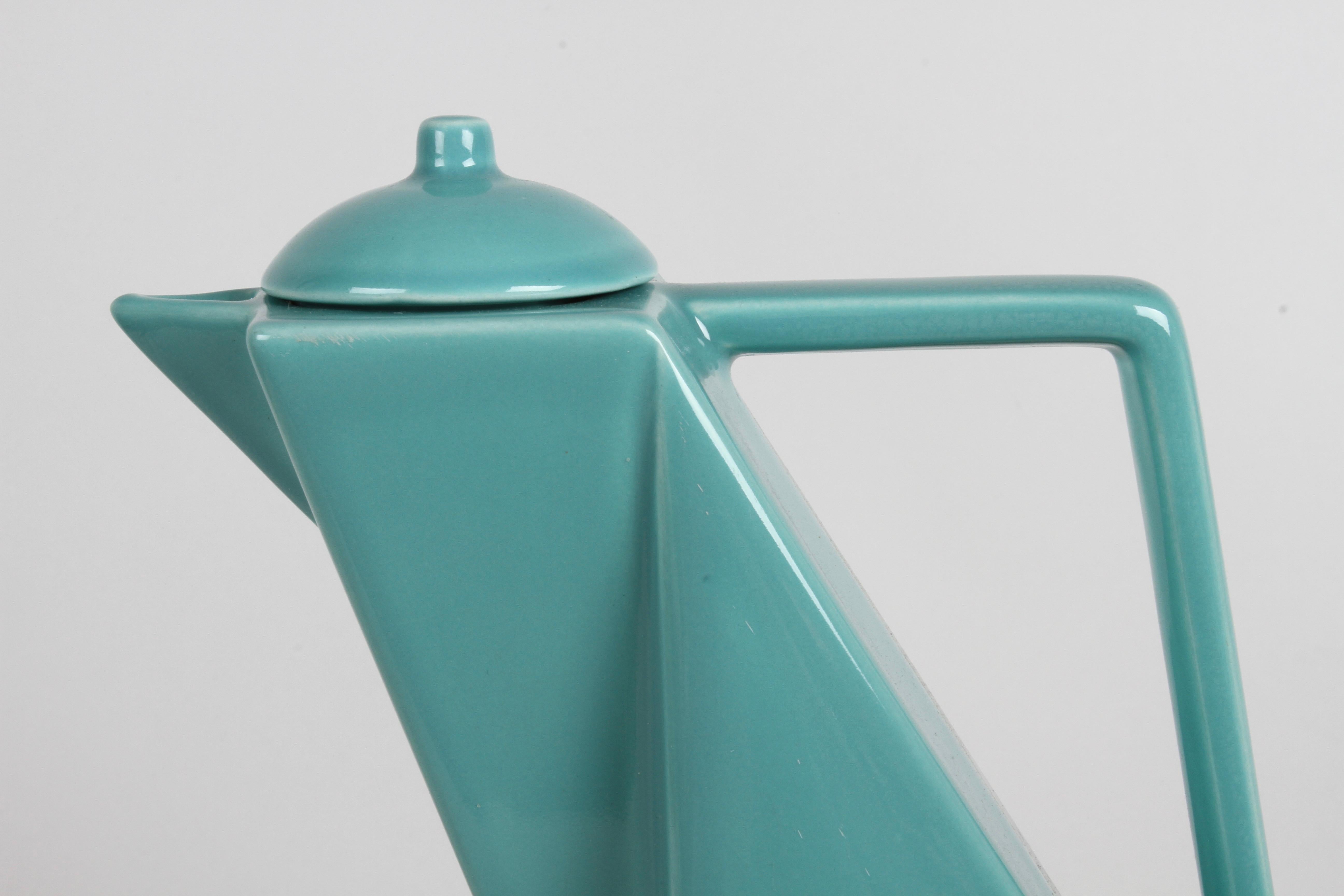 Postmoderner Teal-Couchtisch im Art-déco-Stil von Pierre Casenove für Studio Salins, 80er Jahre im Angebot 2
