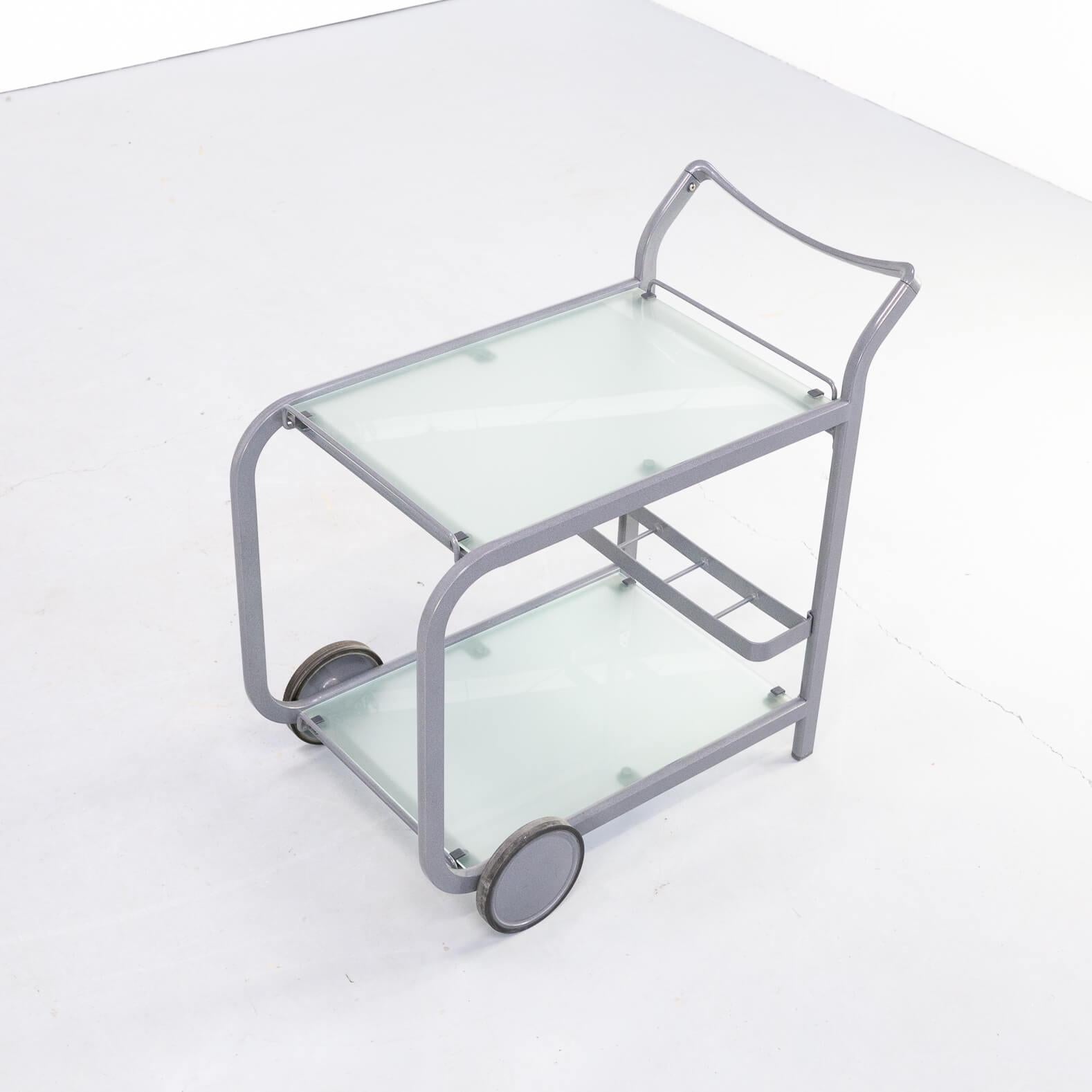 80er Jahre Postmoderner Servierwagen aus Metall und Glas im Angebot 6