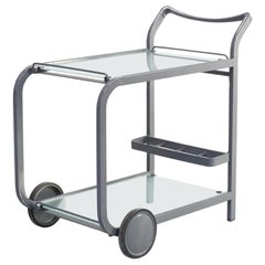 80er Jahre Postmoderner Servierwagen aus Metall und Glas