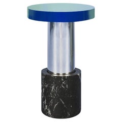 80s Postmodern Style in Marble, Steel and High gloss Lacquer Side Table London