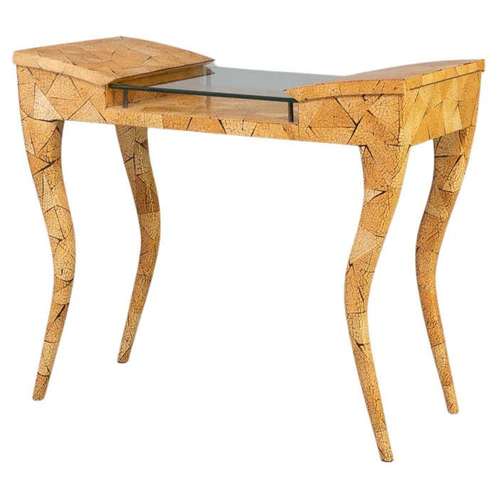 80s R and Y Augousti coconut shell inlay side table For Sale at 1stDibs