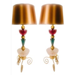 Seltener Satz postmoderner brutalistischer Hivo Van Teal-Tischlampen im Vintage-Stil, 80er Jahre