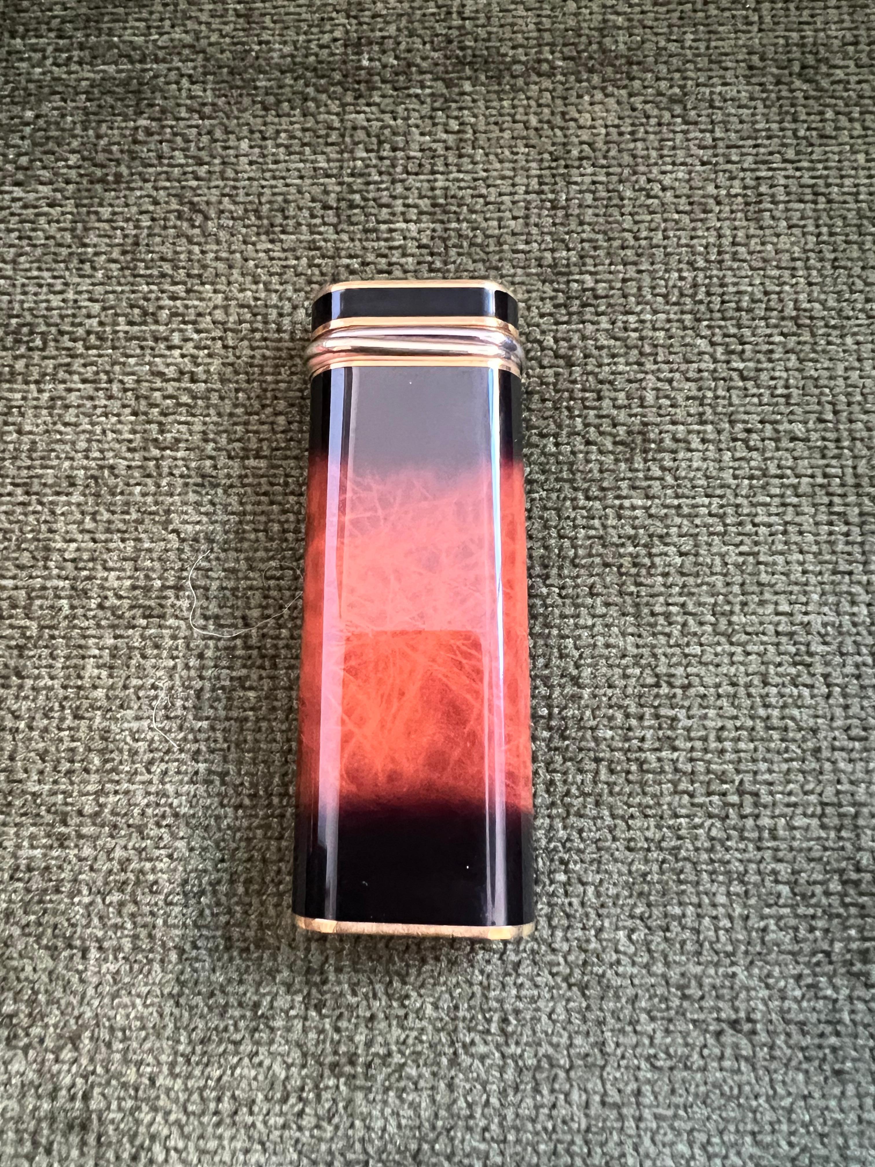 Cartier Circa 80s Vintage “Trinity” Brown Flame Lacquer 18k Gold Plated Lighter For Sale 5