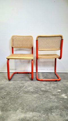 80s Red Tubular Cantilever Chair