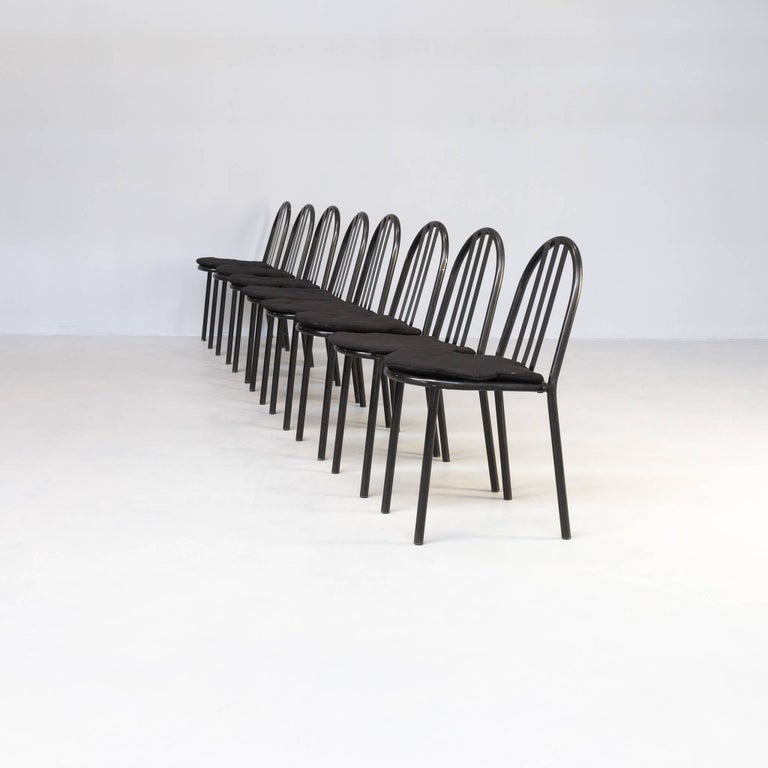 Post-Modern 80s Robert Mallet Stevens No 222 Dining Chair Set / 8 For Sale