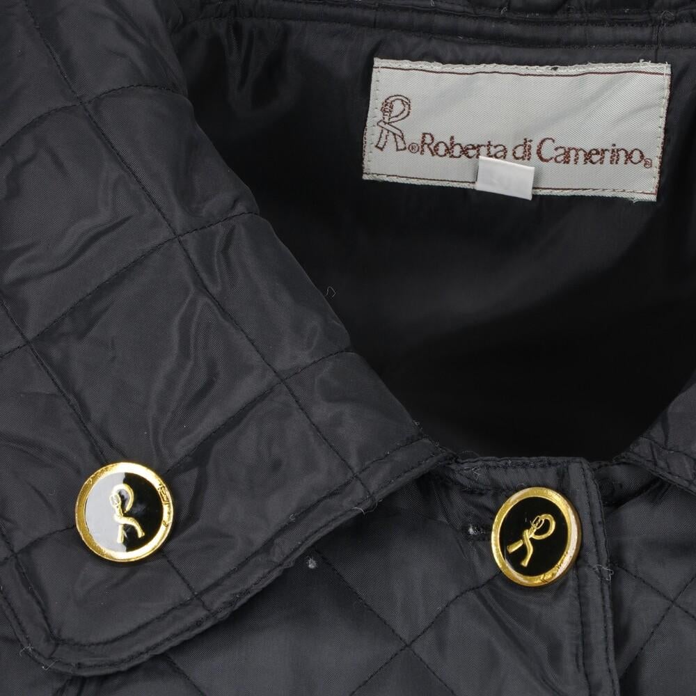 80s Roberta di Camerino Black Quilted Coat For Sale 1