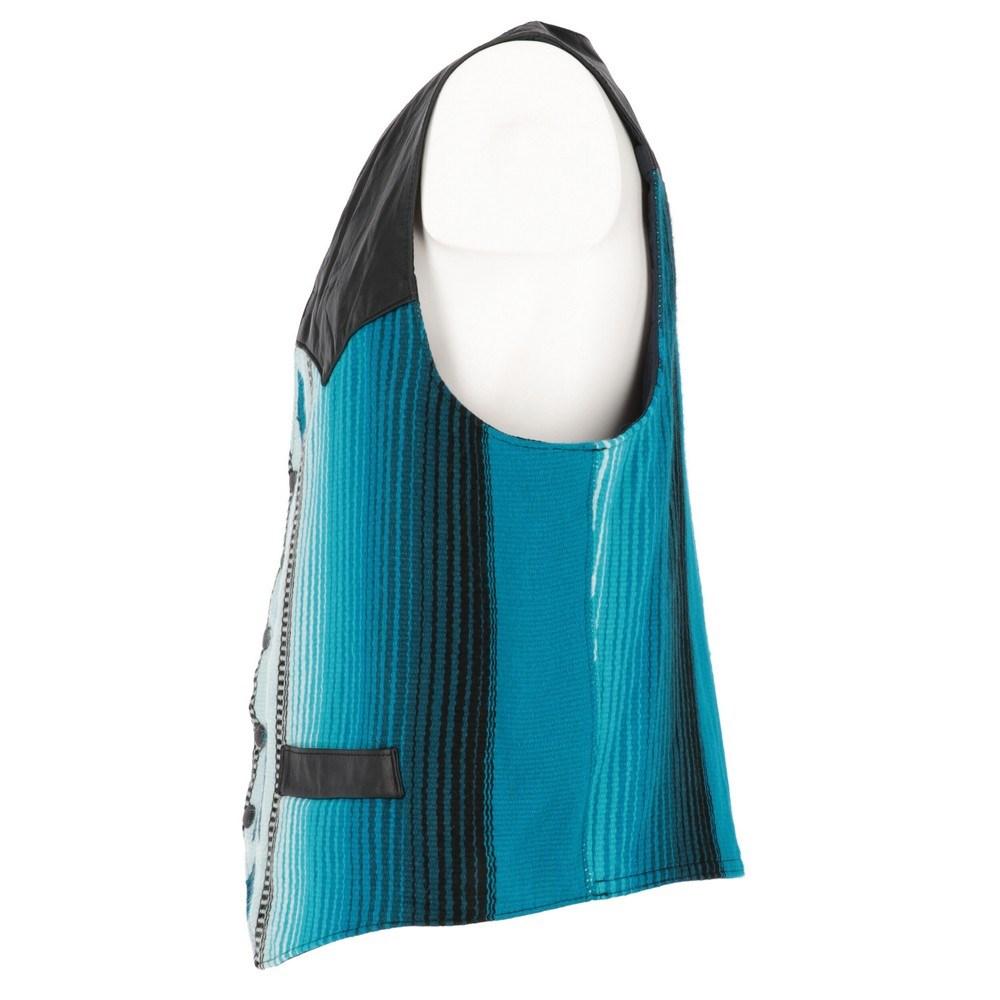80er Santa Fe by Aaron Michael Weste aus den 80ern mit geometrischem Muster und schwarzem Leder (Blau) im Angebot