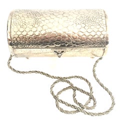80'S Silver Plate "Tootsie Roll" Box Evening Bag By, Morris Moscowitz