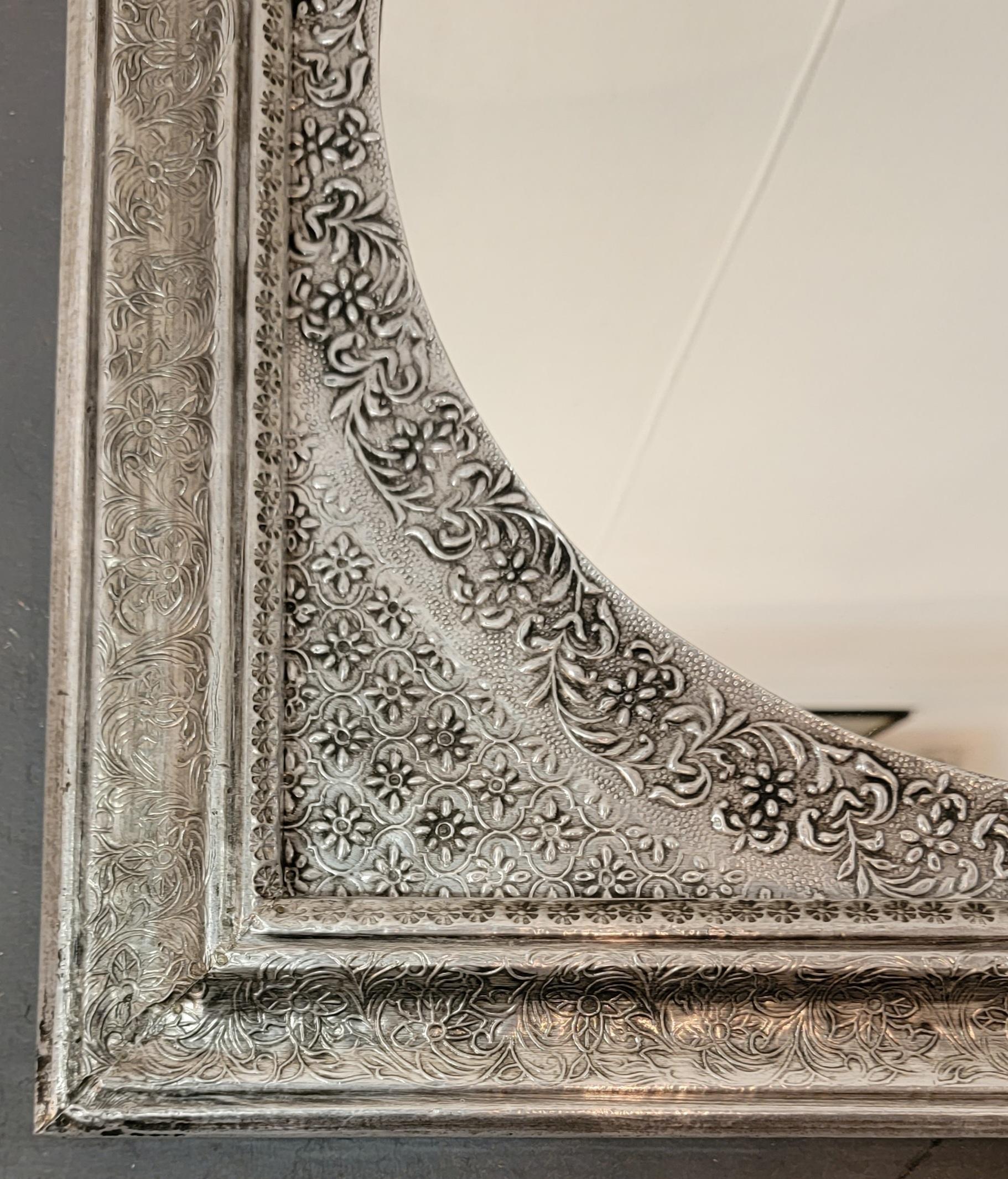 American 80s Silvered Square Mirror with Ivy Motif