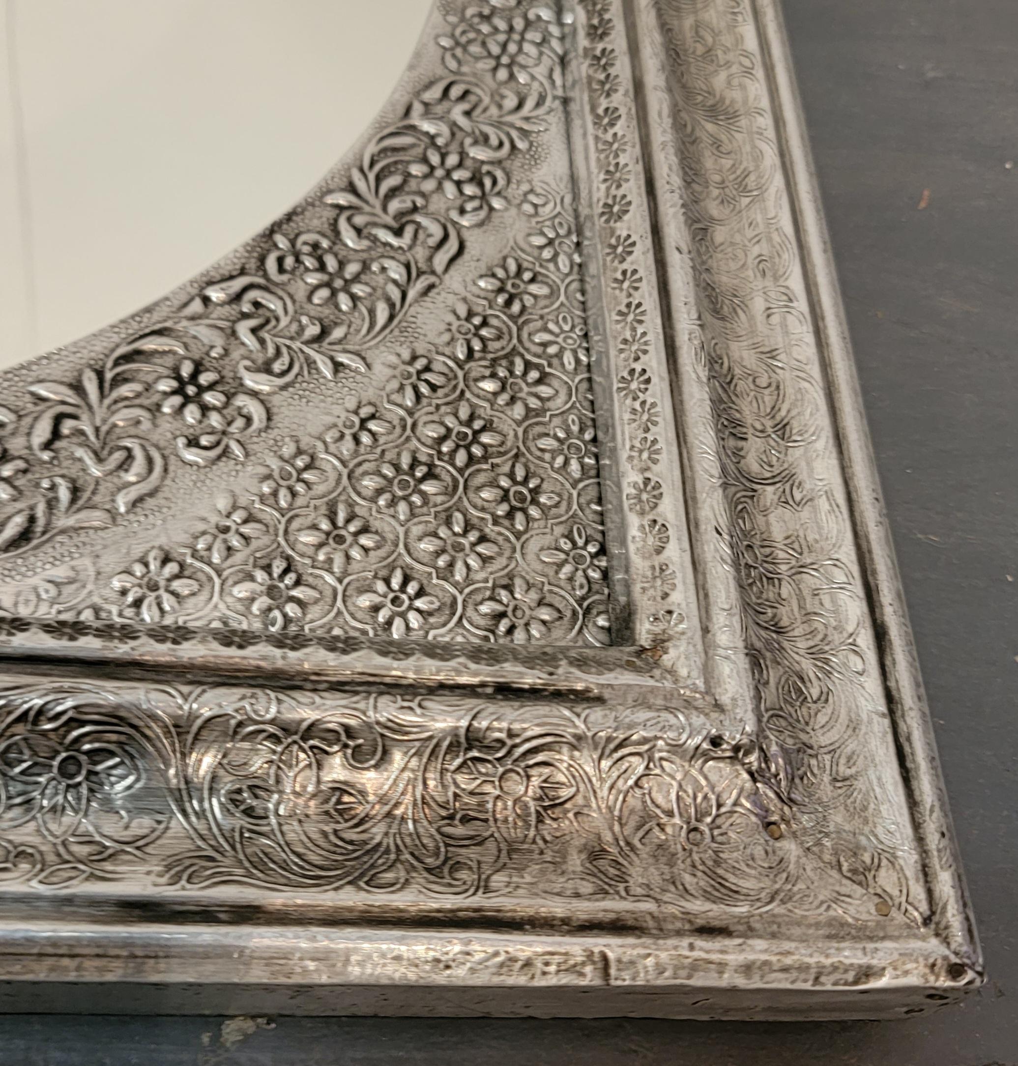 80s Silvered Square Mirror with Ivy Motif In Good Condition In Pasadena, CA