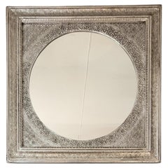 80s Silvered Square Mirror with Ivy Motif