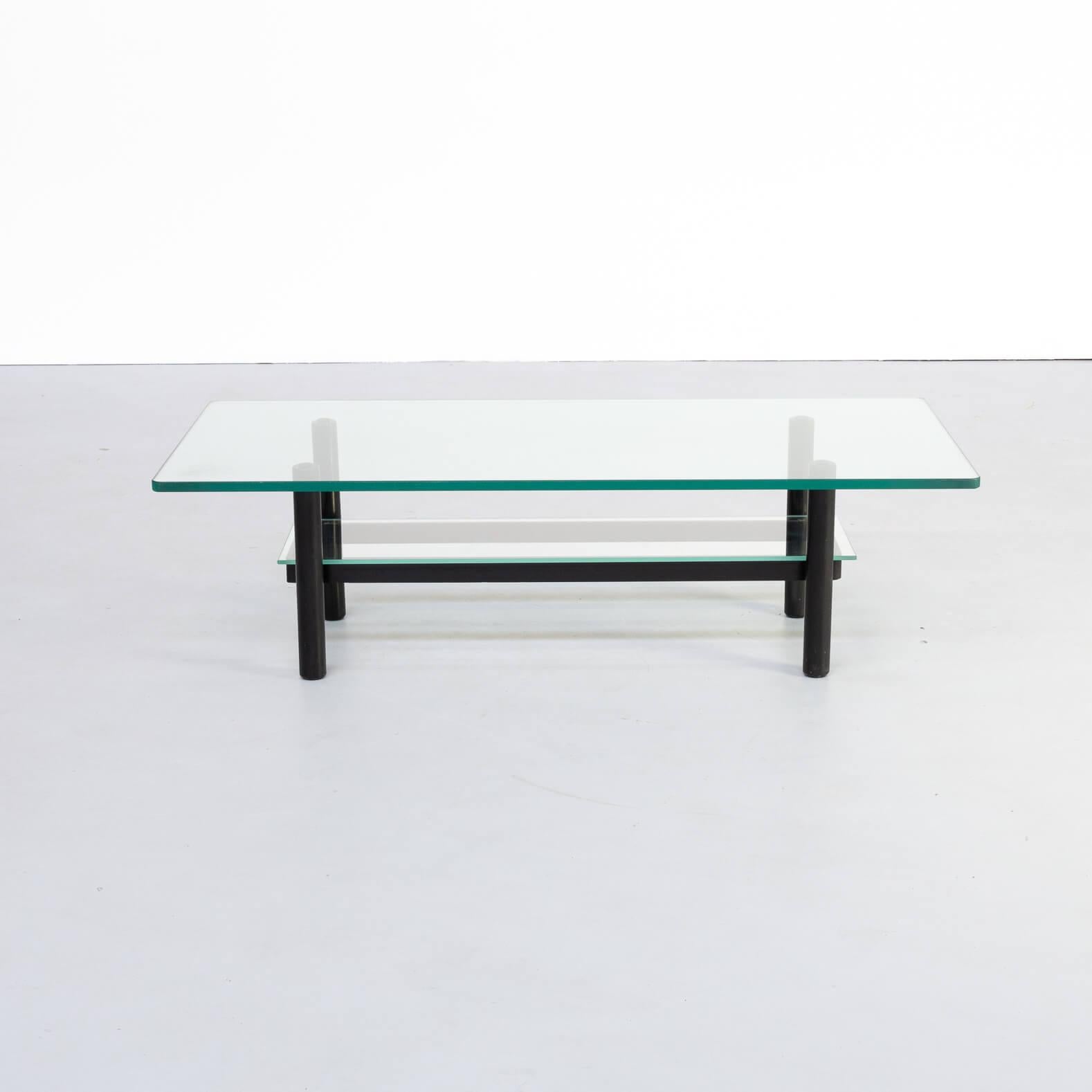 Mid-Century Modern 1980s Solid Metal and Glass Coffee Table For Sale