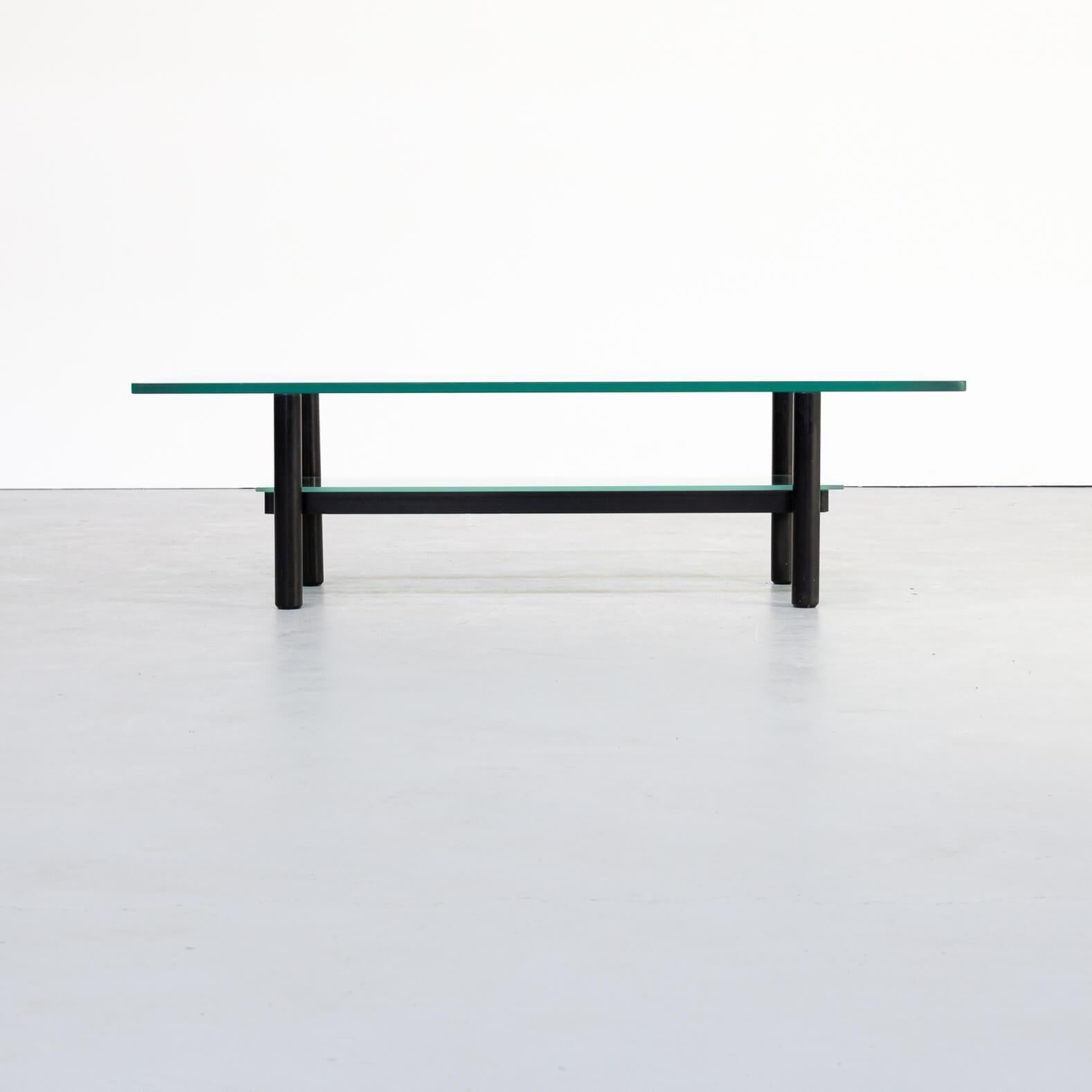 Dutch 1980s Solid Metal and Glass Coffee Table For Sale
