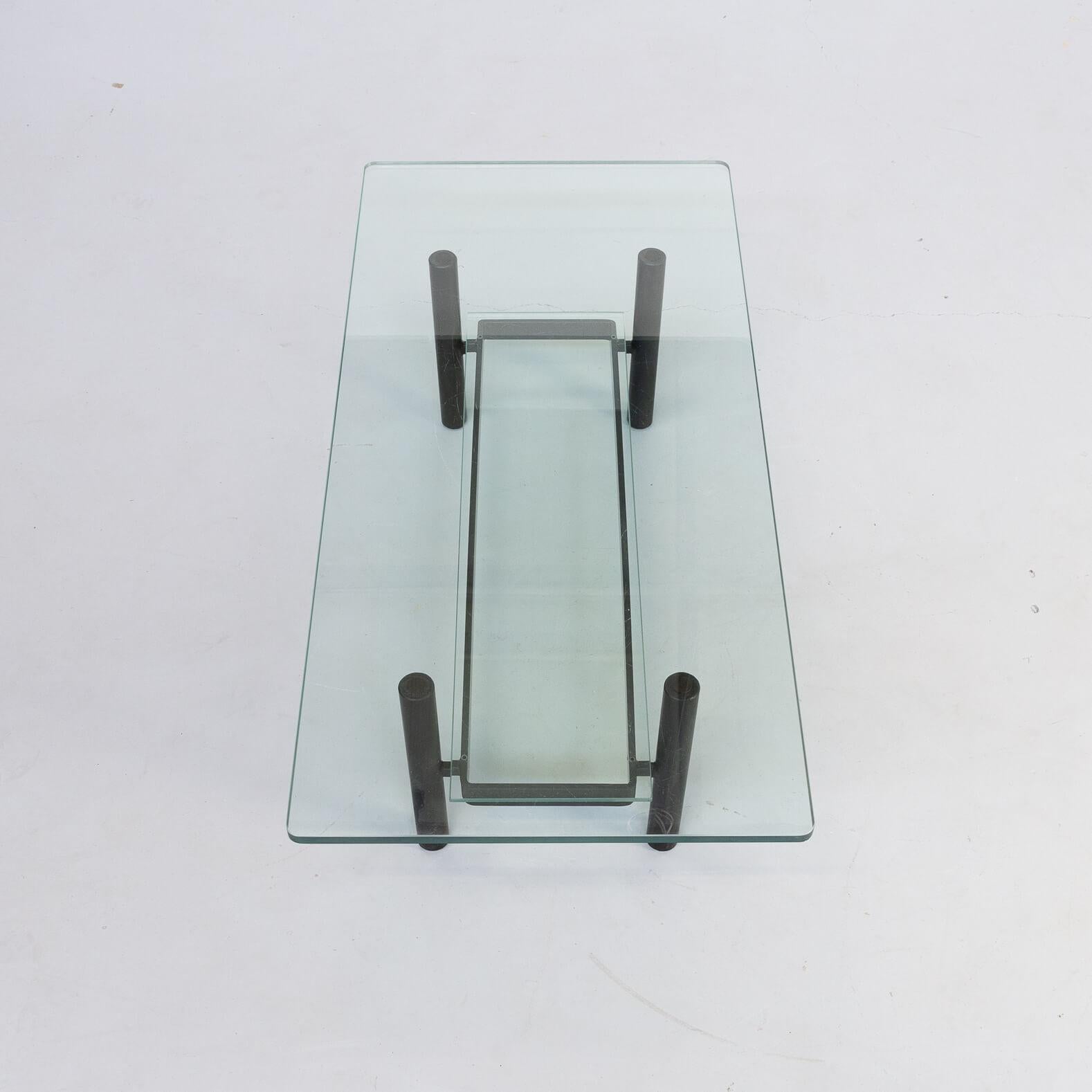20th Century 1980s Solid Metal and Glass Coffee Table For Sale