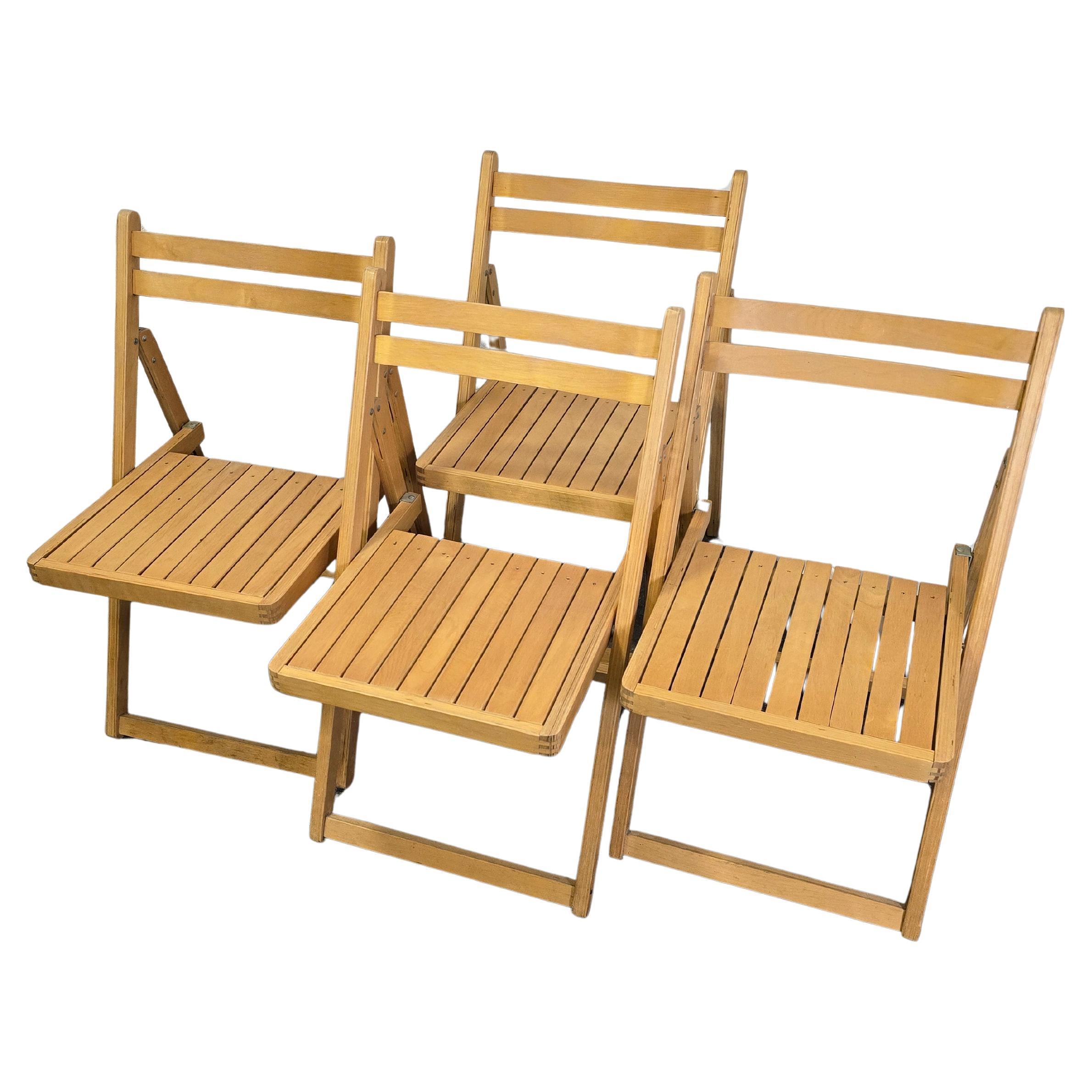 Mid-Century Modern Folding Chair, Solid Wood, Italian Design, 1980s